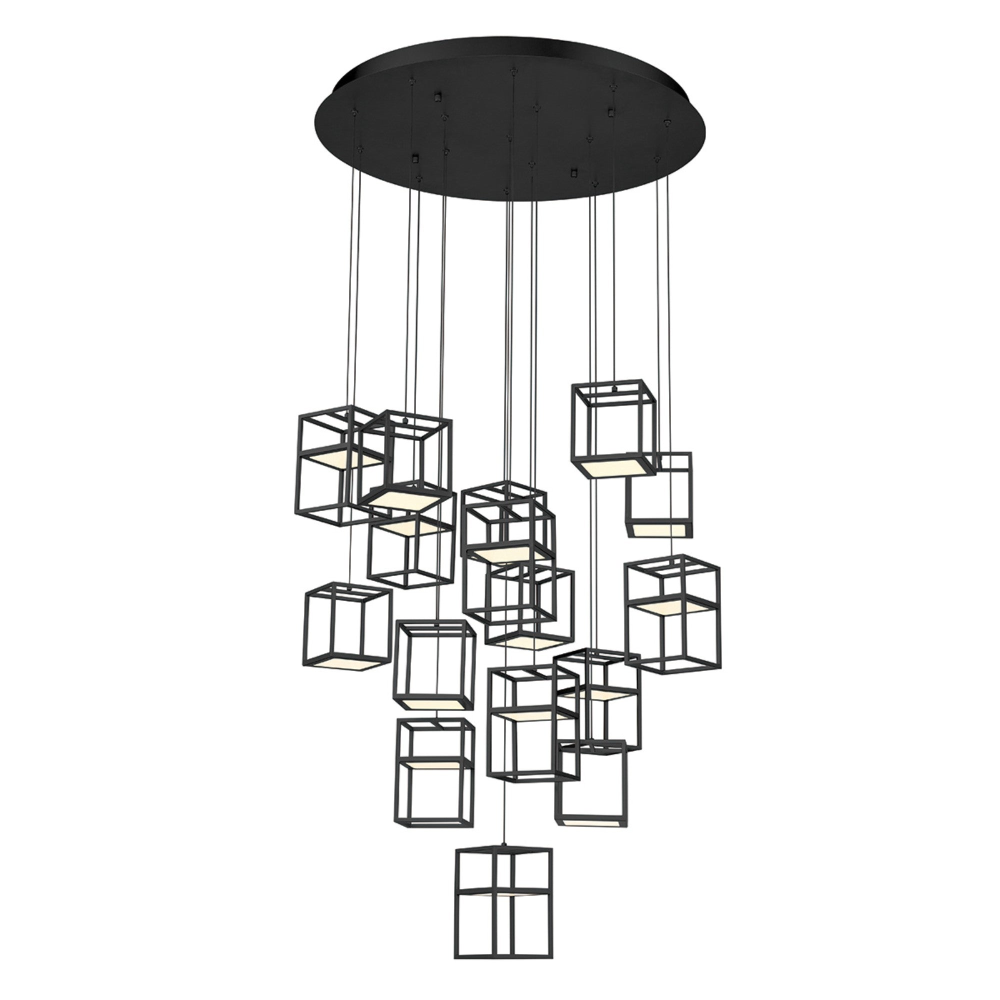 Ferro 16-Light 32" LED Multi Drop Chandelier, Black Finish - Bees Lighting