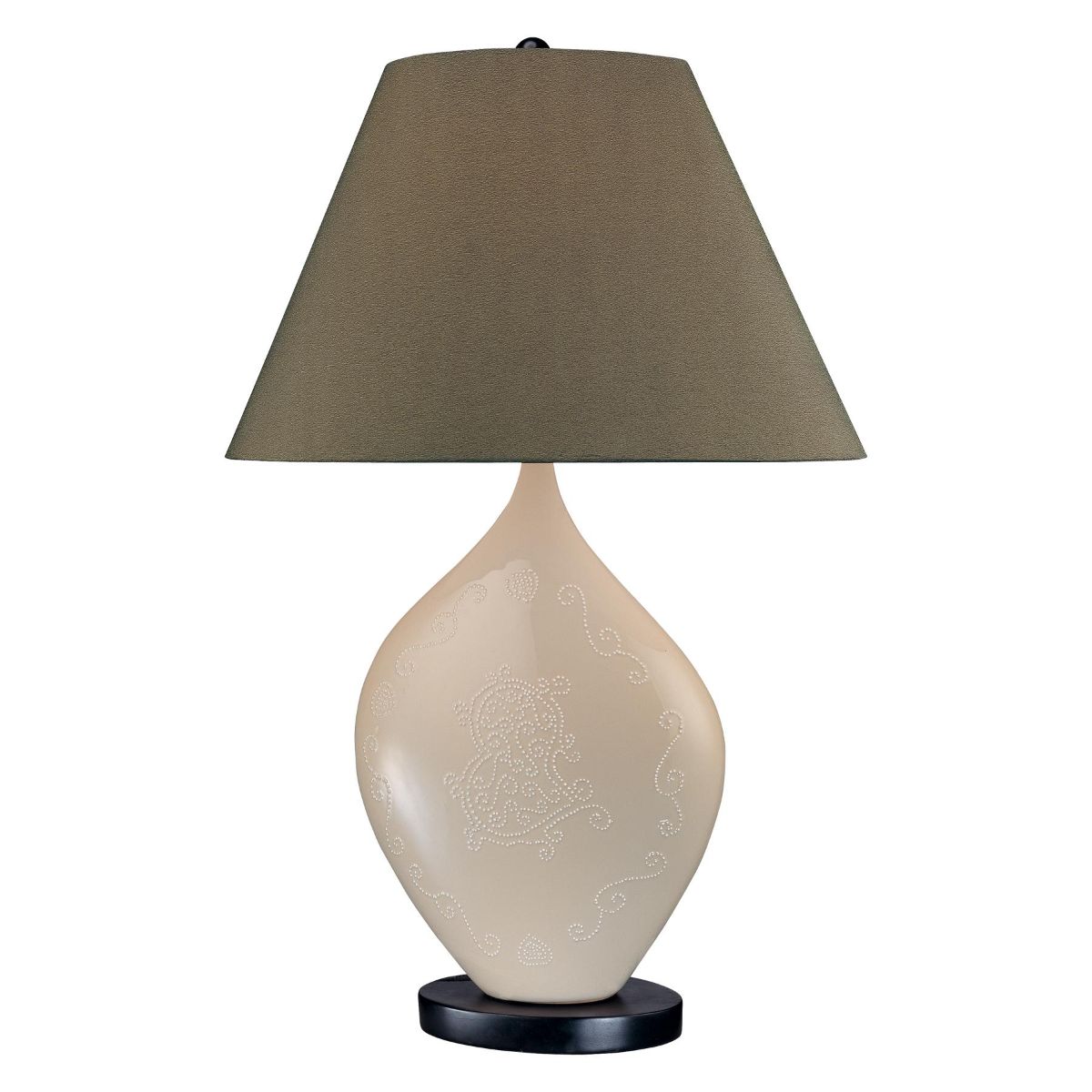 Ambience 1 Light Table Lamp Cream Finish with Green Shade