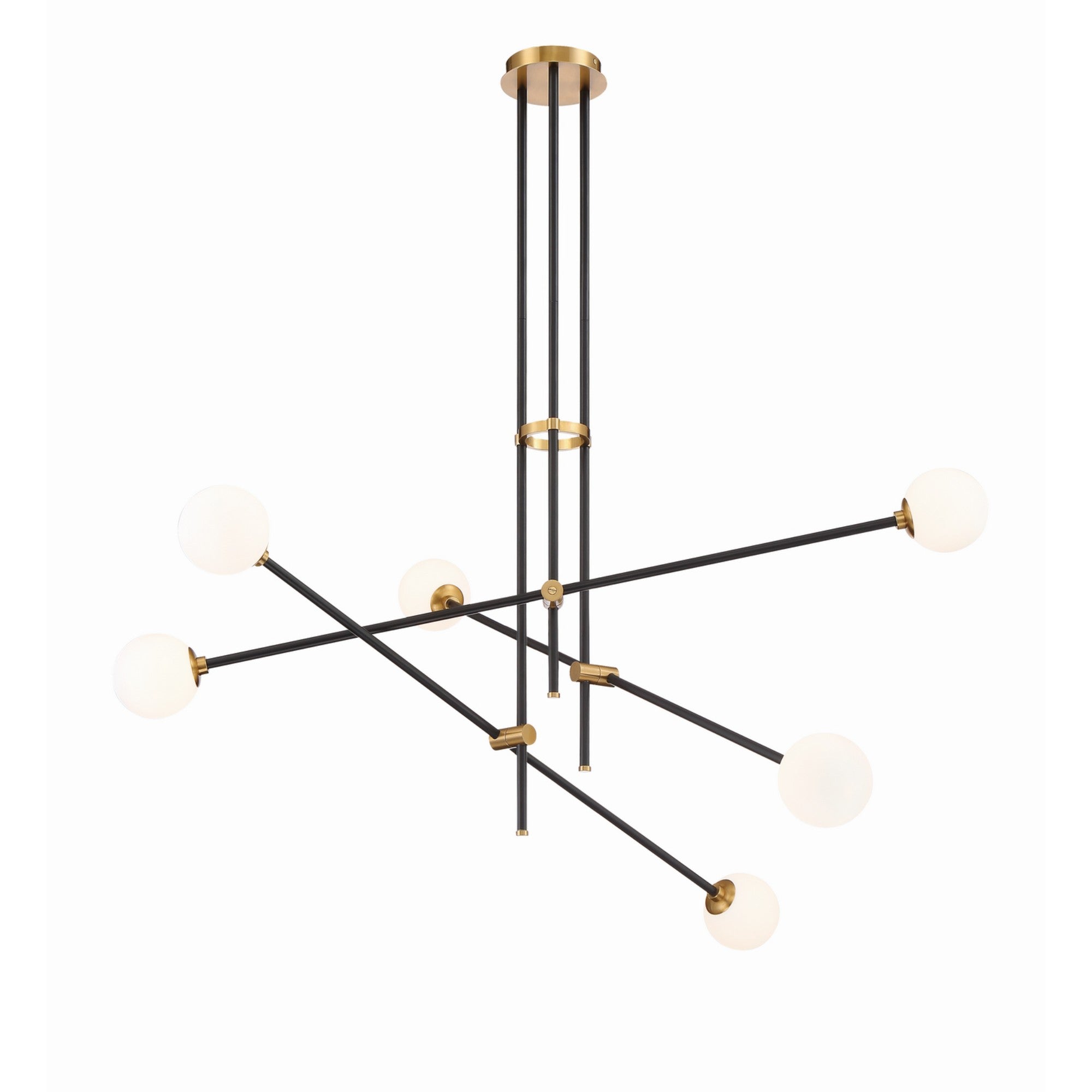Cosmet 41" 6-Light Chandelier, Coal & Aged Brass Finish - Bees Lighting