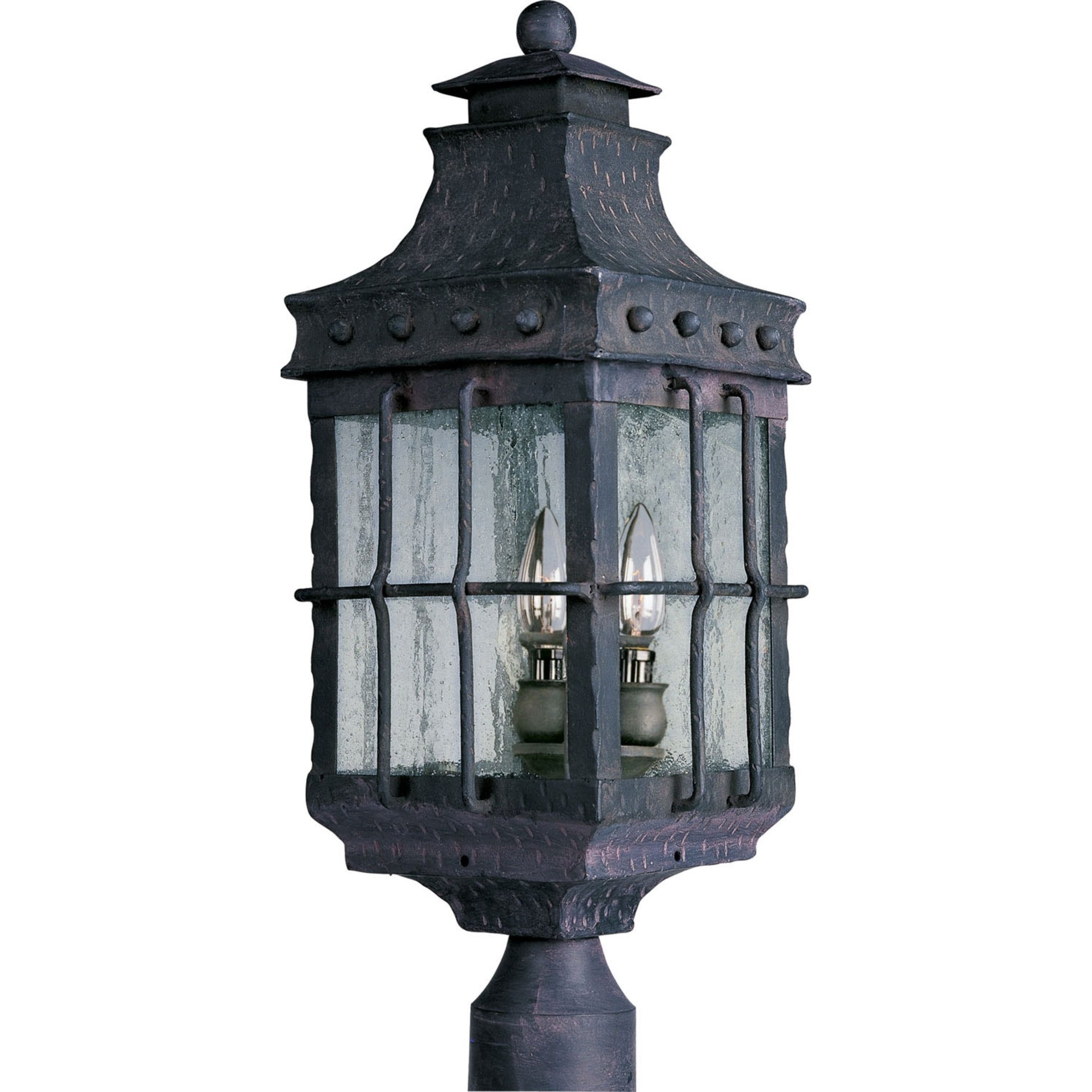 Nantucket 23" 3-Light Outdoor Pole/Post Lantern, Country Forge Finish - Bees Lighting