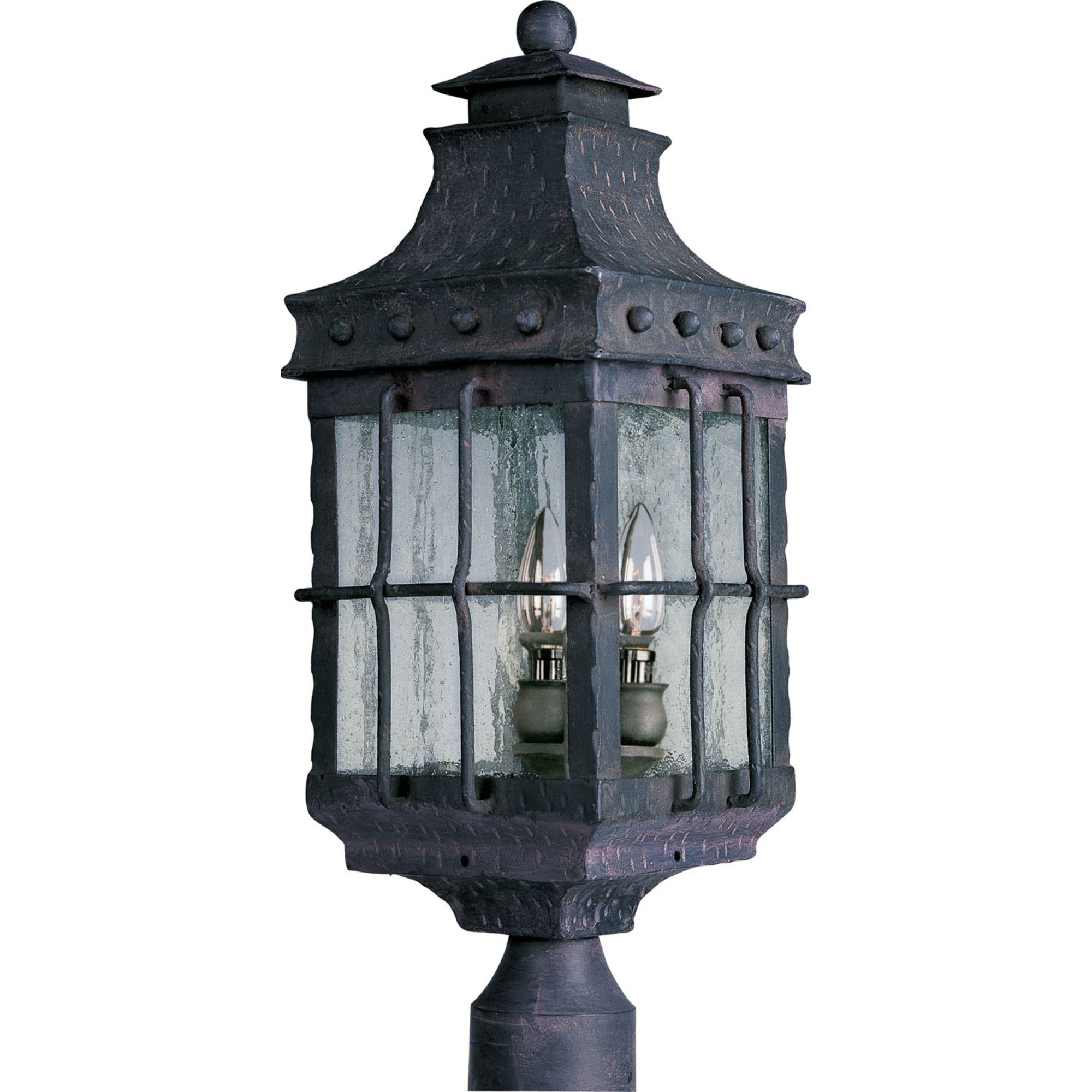 Nantucket 23" 3-Light Outdoor Pole/Post Lantern, Country Forge Finish - Bees Lighting