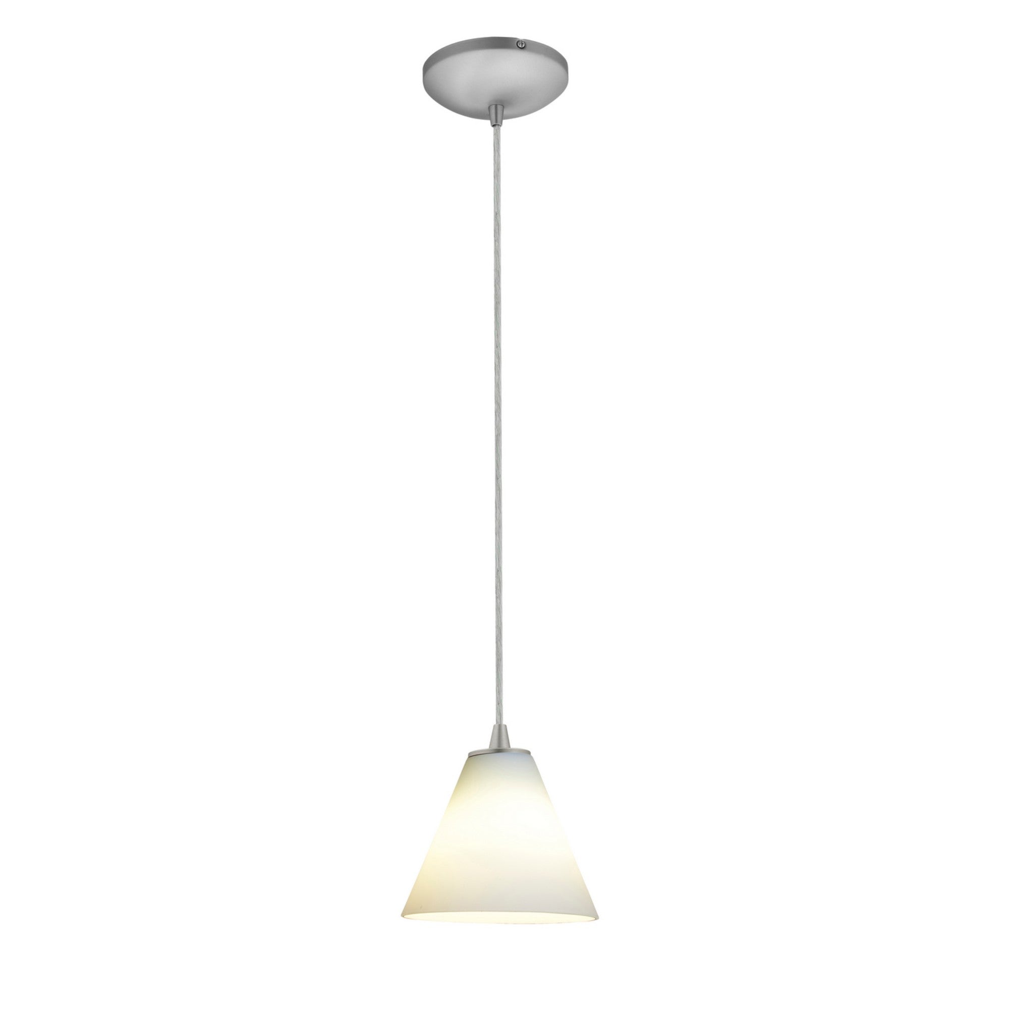 Martini 7" LED Pendant, Brushed Steel Finish, White Diffuser, Cord
