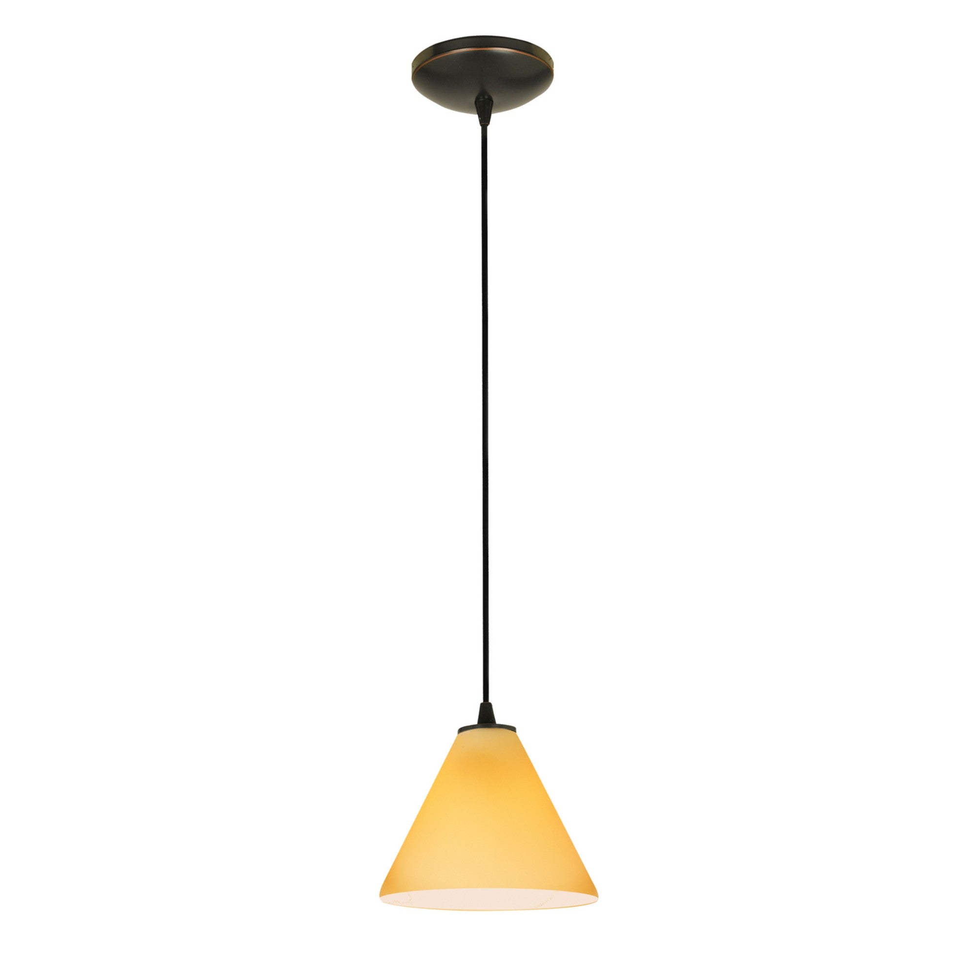 Martini 7" LED Pendant, Oil Rubbed Bronze Finish, Amber Diffuser, Cord - Bees Lighting