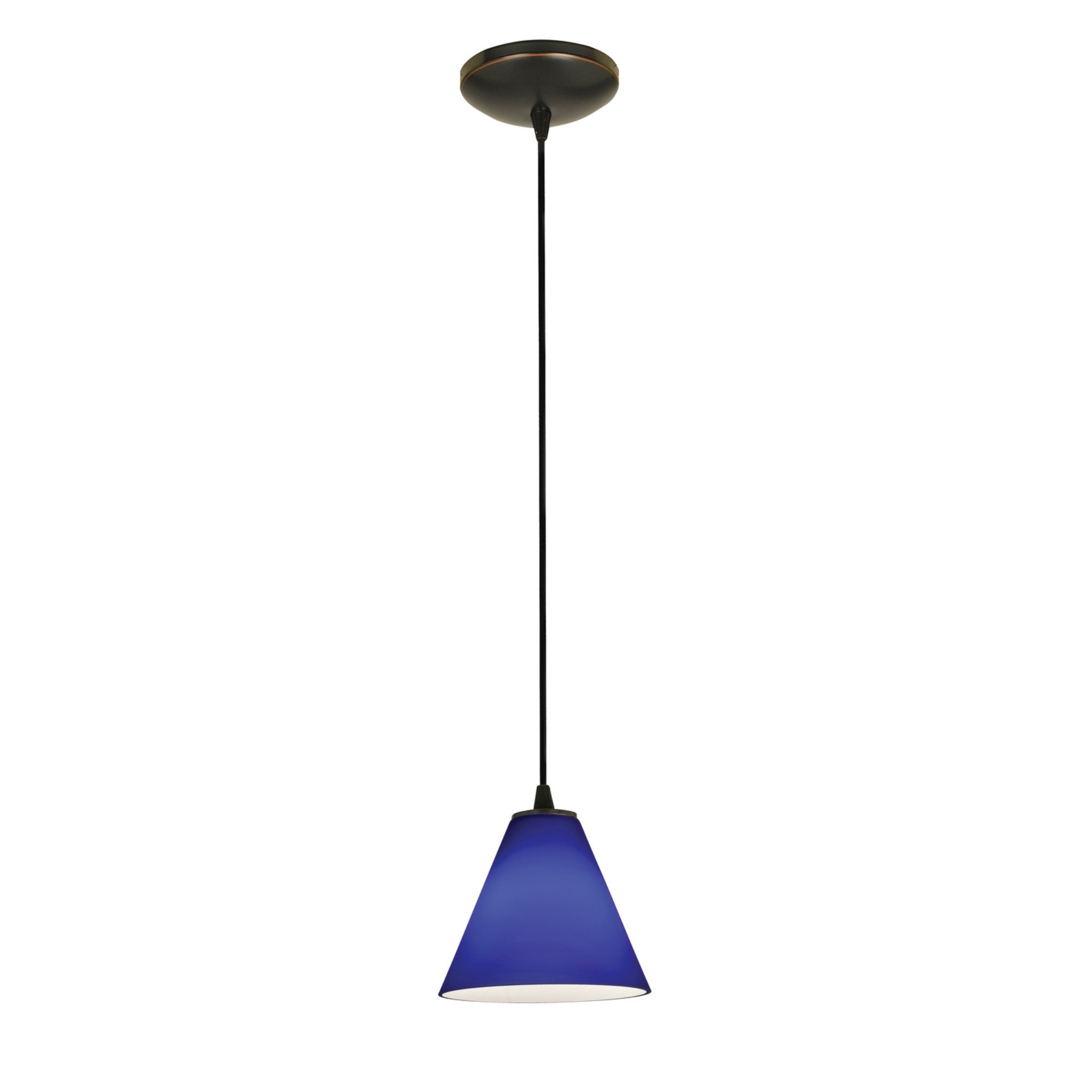 Martini 7" LED Pendant, Oil Rubbed Bronze Finish, Cobalt Diffuser, Cord - Bees Lighting