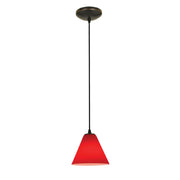 Martini 7" LED Pendant, Oil Rubbed Bronze Finish, Red Diffuser, Cord - Bees Lighting