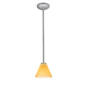 Martini 7" LED Pendant, Brushed Steel Finish, Amber Diffuser, Rod - Bees Lighting