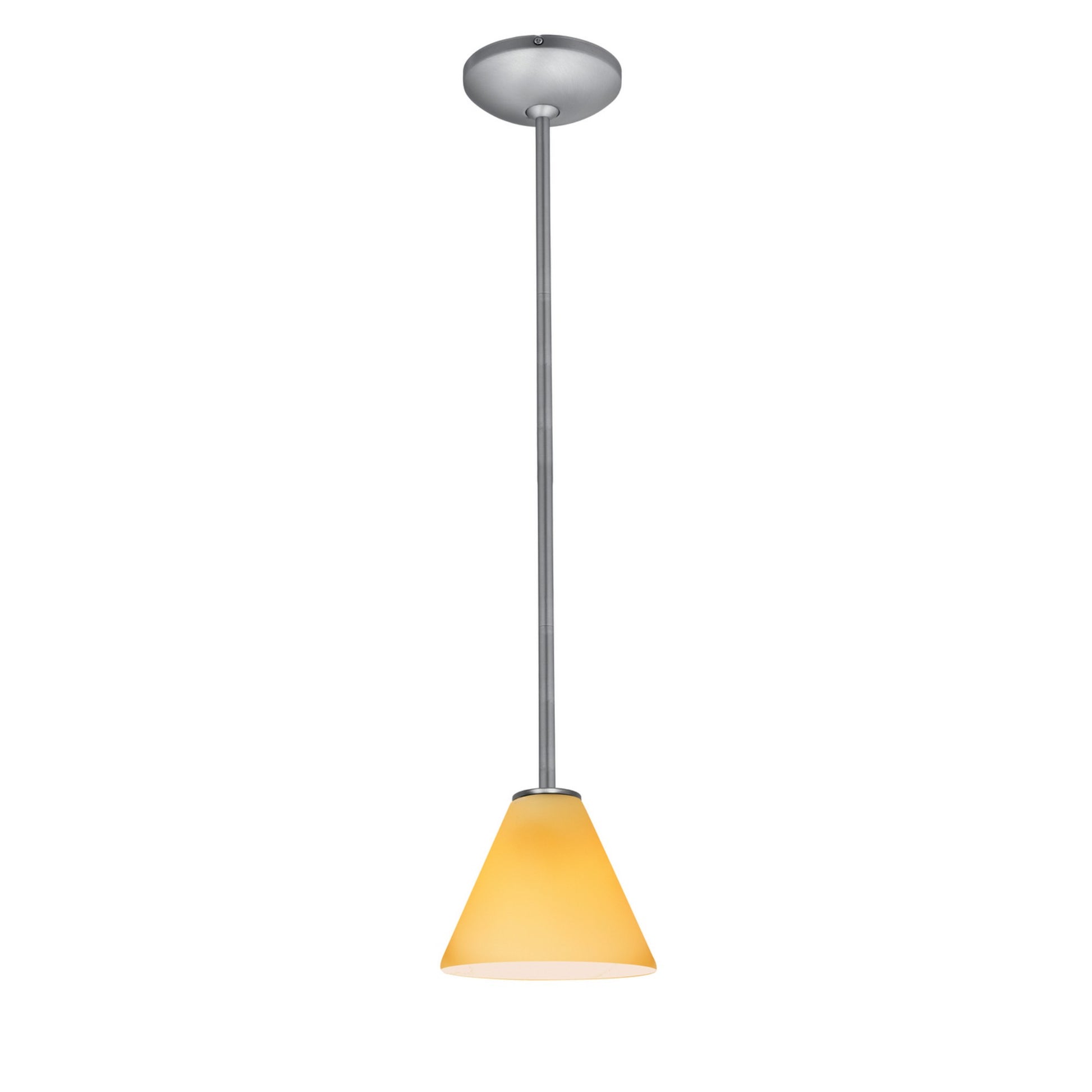 Martini 7" LED Pendant, Brushed Steel Finish, Amber Diffuser, Rod - Bees Lighting