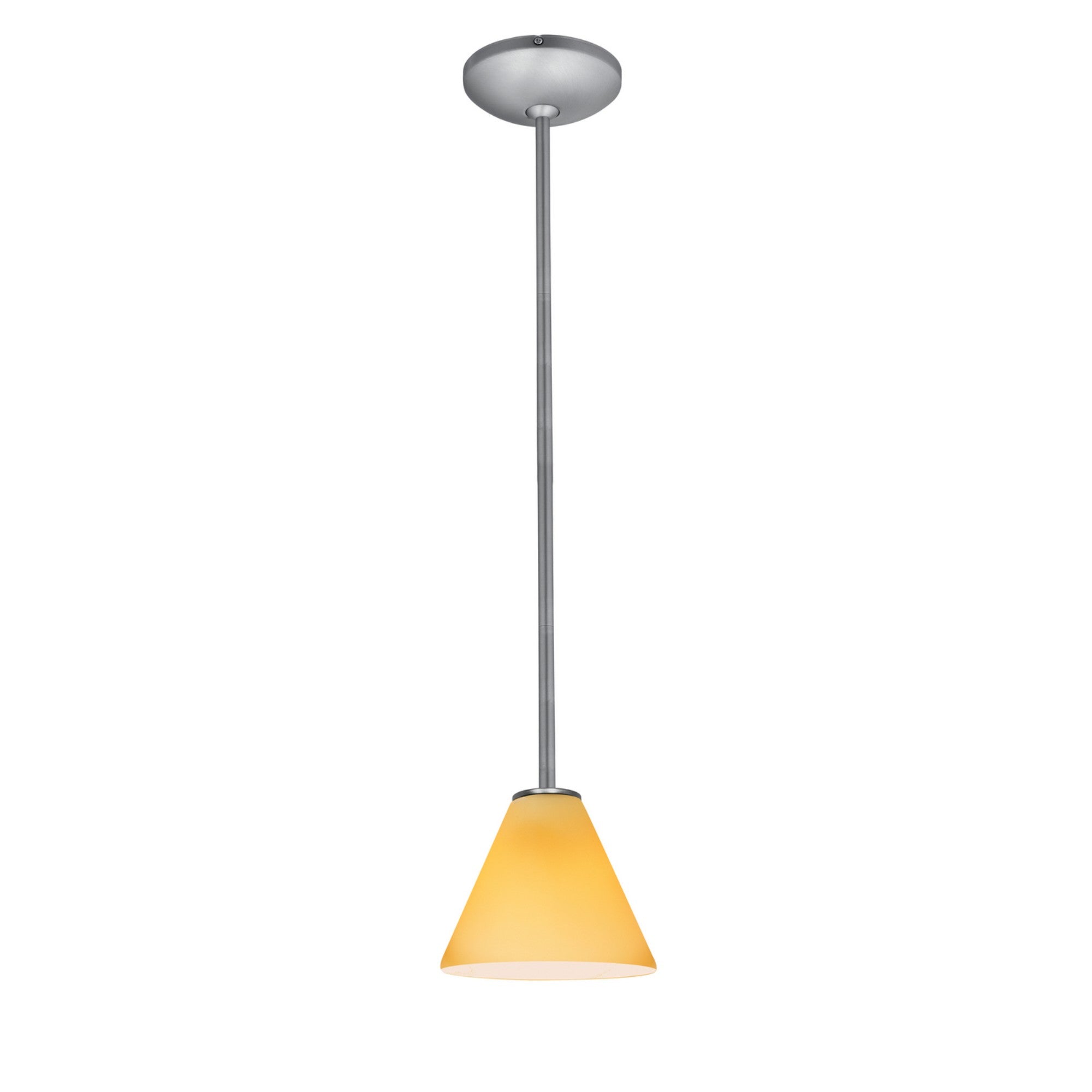 Martini 7" LED Pendant, Brushed Steel Finish, Amber Diffuser, Rod - Bees Lighting