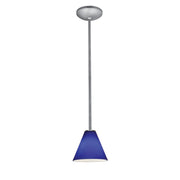 Martini 7" LED Pendant, Brushed Steel Finish, Cobalt Diffuser, Rod - Bees Lighting