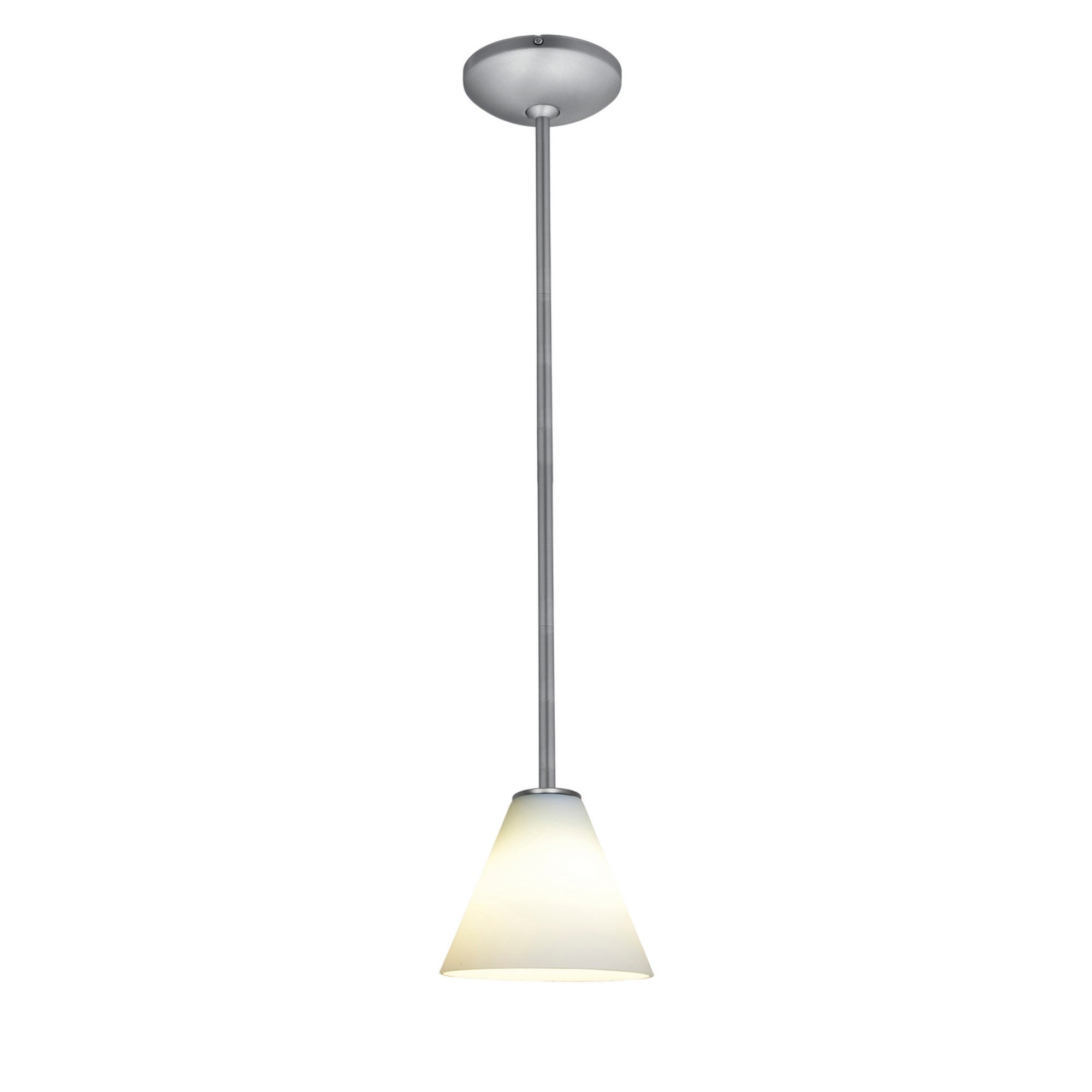 Martini 7" LED Pendant, Brushed Steel Finish, White Diffuser, Rod