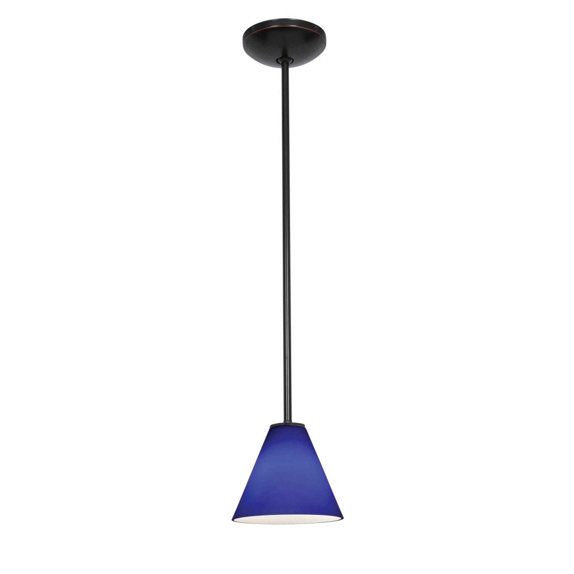 Martini 7" LED Pendant, Oil Rubbed Bronze Finish, Cobalt Diffuser, Rod