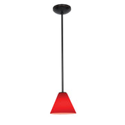 Martini 7" LED Pendant, Oil Rubbed Bronze Finish, Red Diffuser, Rod - Bees Lighting
