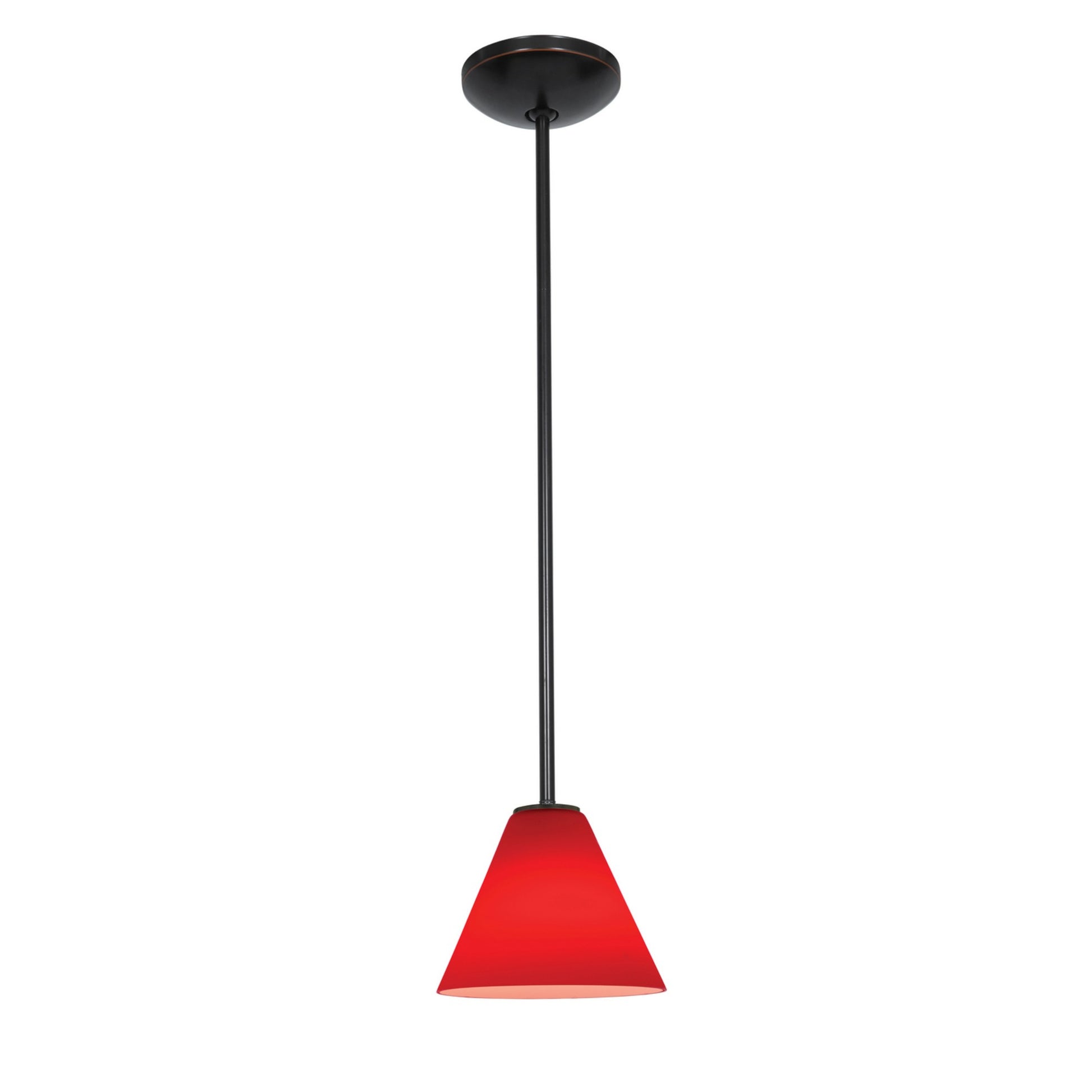 Martini 7" LED Pendant, Oil Rubbed Bronze Finish, Red Diffuser, Rod - Bees Lighting
