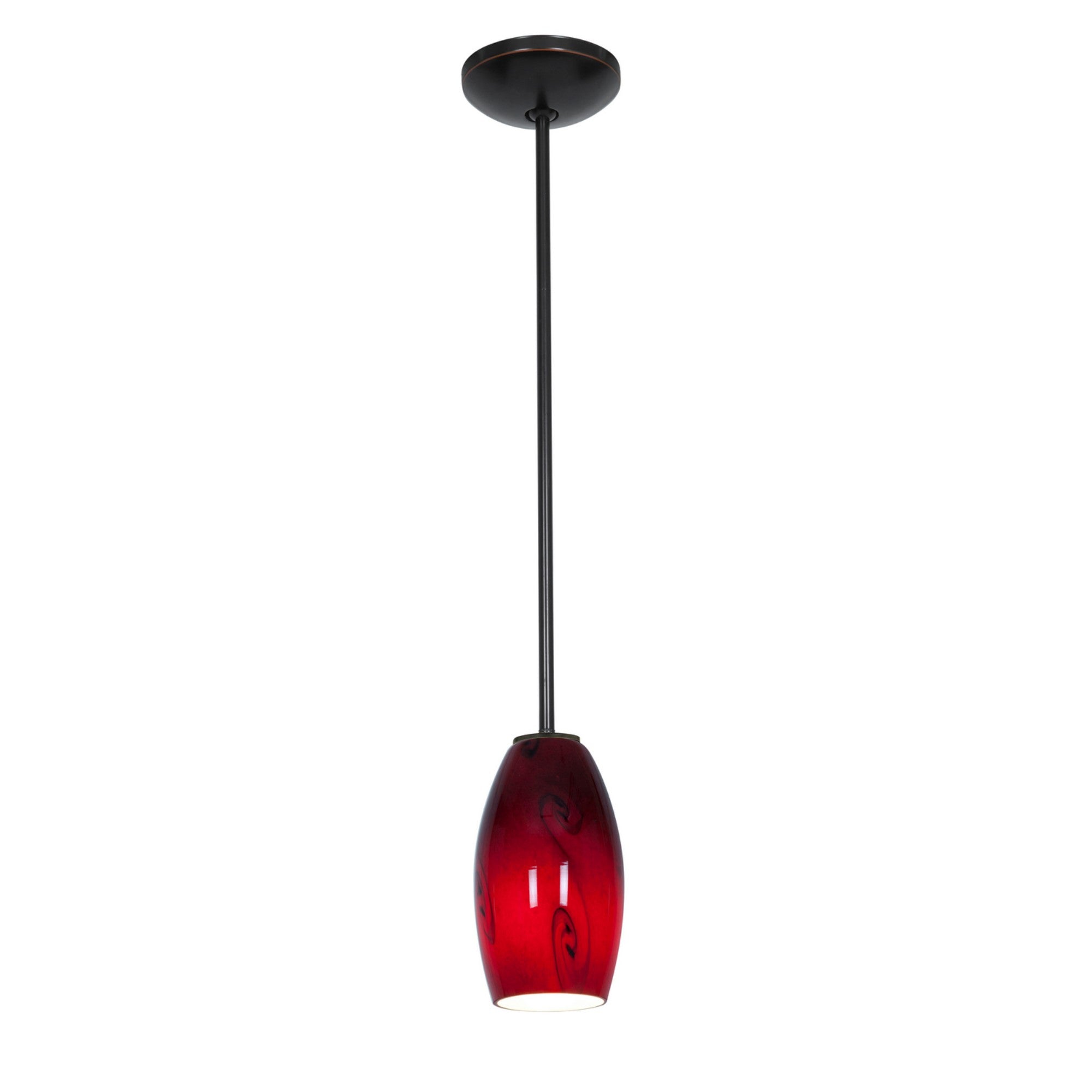 Merlot 8" LED Pendant, Oil Rubbed Bronze Finish, Red Sky Diffuser, Rod - Bees Lighting