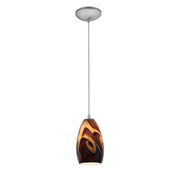 Champagne 9" LED Pendant, Brushed Steel Finish, Inca Diffuser, Cord - Bees Lighting