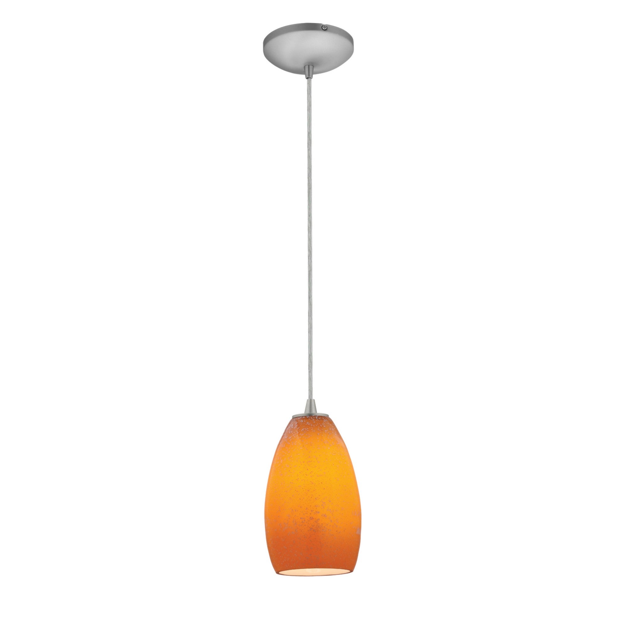 Champagne 9" LED Pendant, Brushed Steel Finish, Maya Diffuser, Cord - Bees Lighting