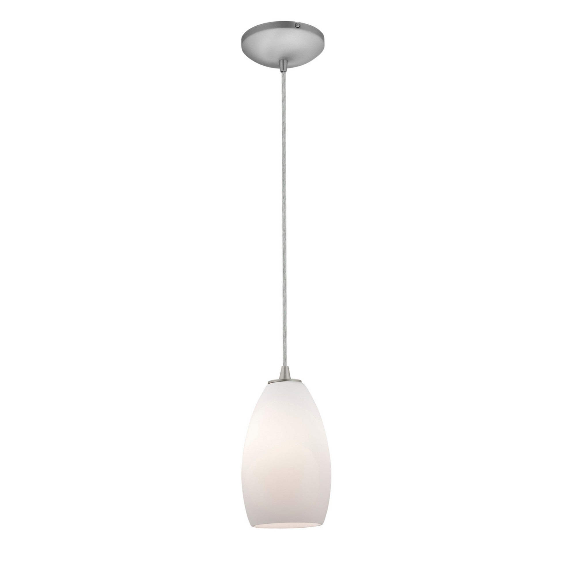 Champagne 9" LED Pendant, Brushed Steel Finish, Opal Diffuser, Cord - Bees Lighting