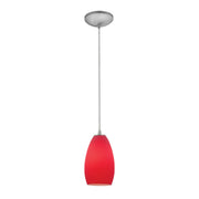 Champagne 9" LED Pendant, Brushed Steel Finish, Red Diffuser, Cord - Bees Lighting