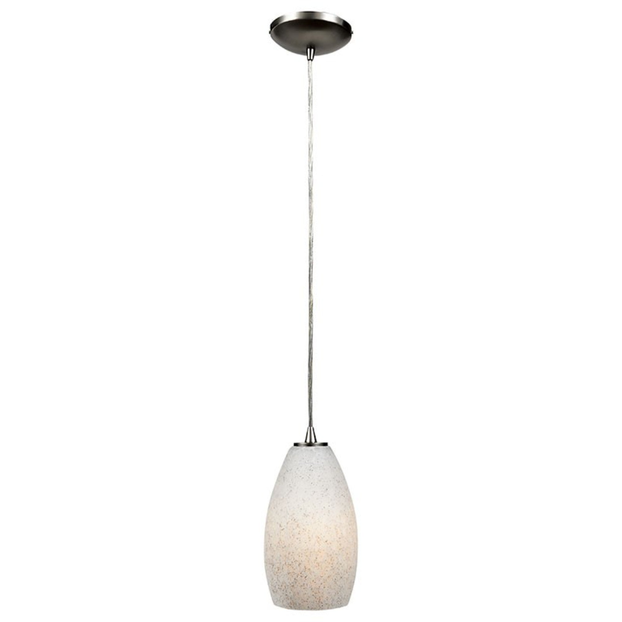 Champagne 9" LED Pendant, Brushed Steel Finish, White Stone Diffuser, Cord - Bees Lighting