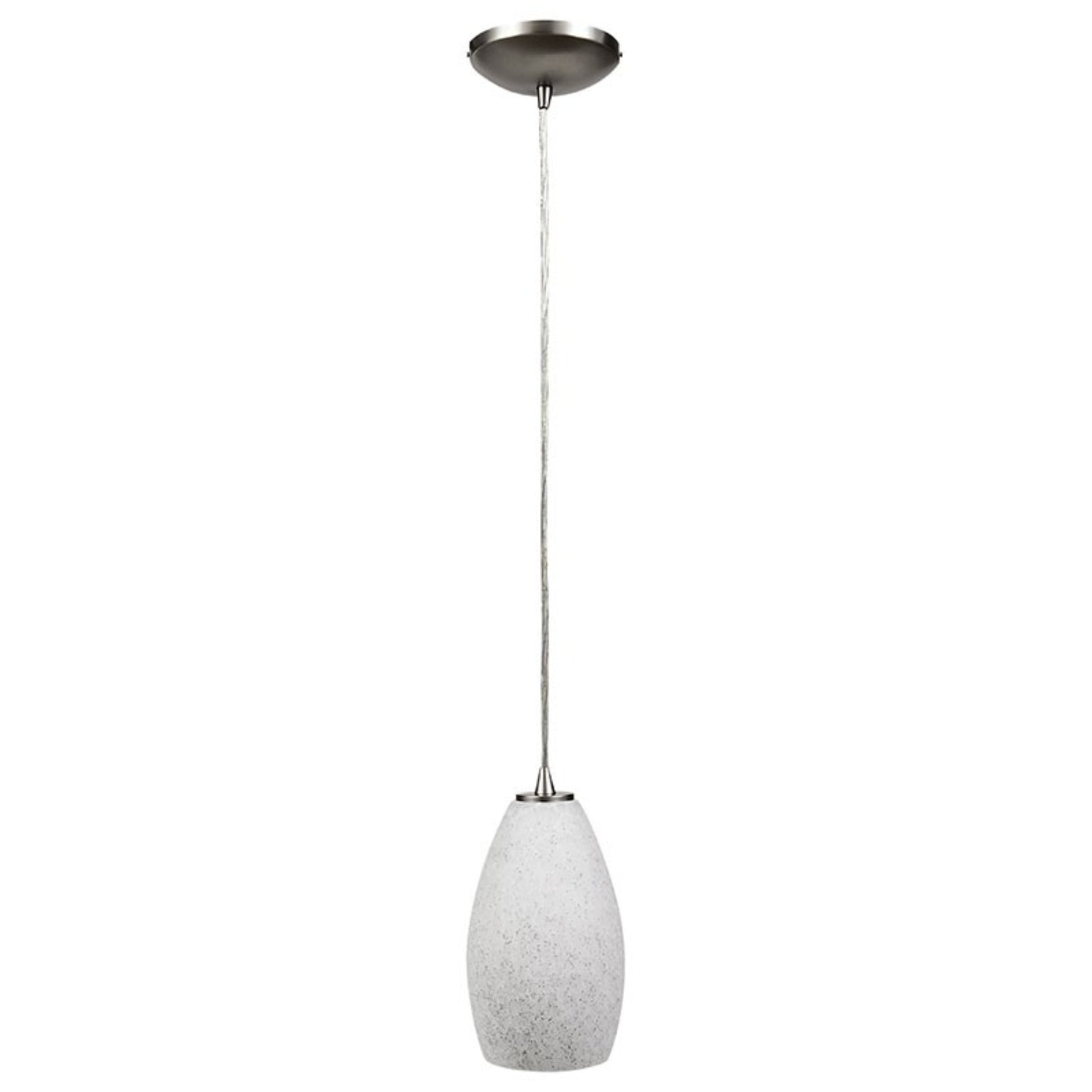 Champagne 9" LED Pendant, Brushed Steel Finish, White Stone Diffuser, Cord - Bees Lighting