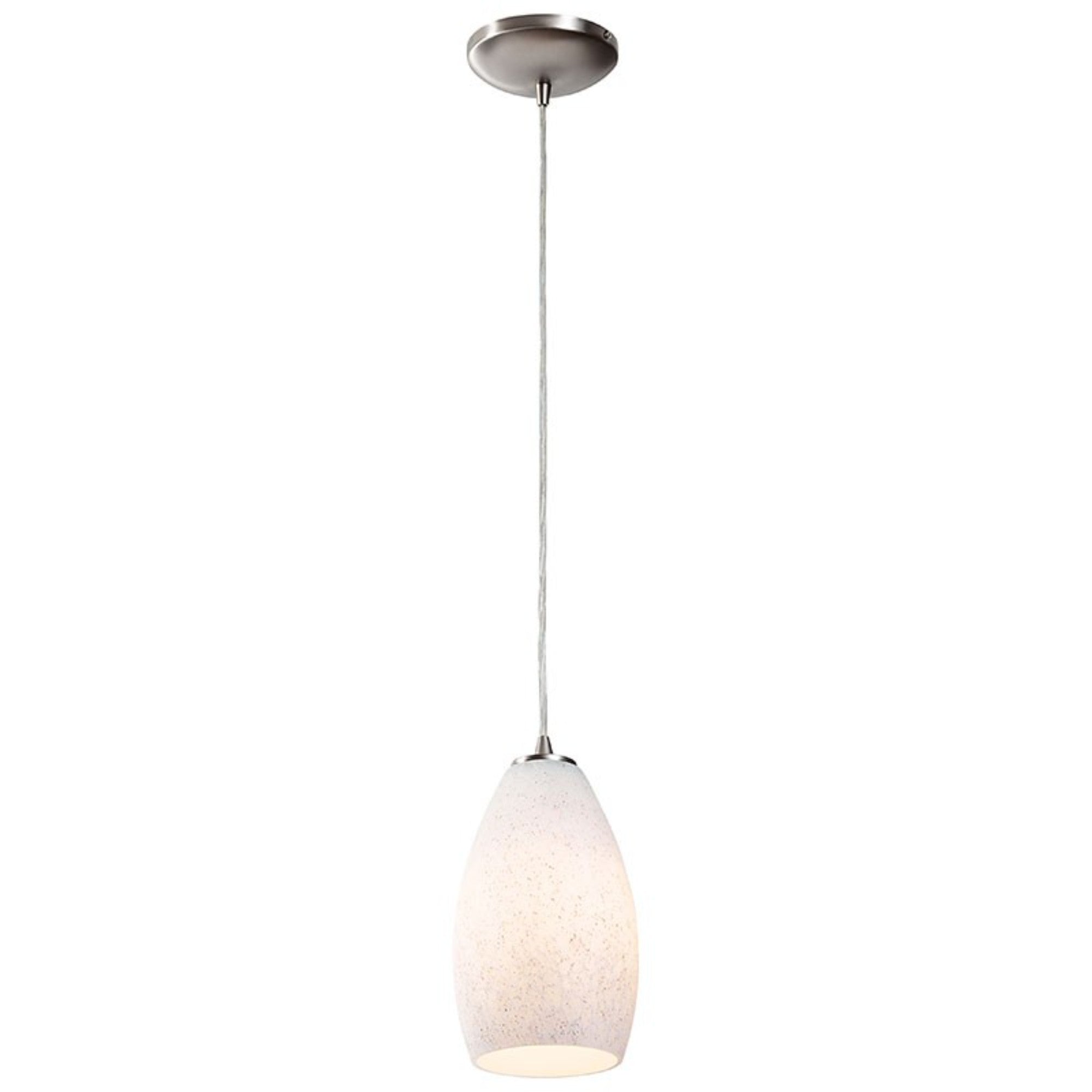 Champagne 9" LED Pendant, Brushed Steel Finish, White Stone Diffuser, Cord - Bees Lighting
