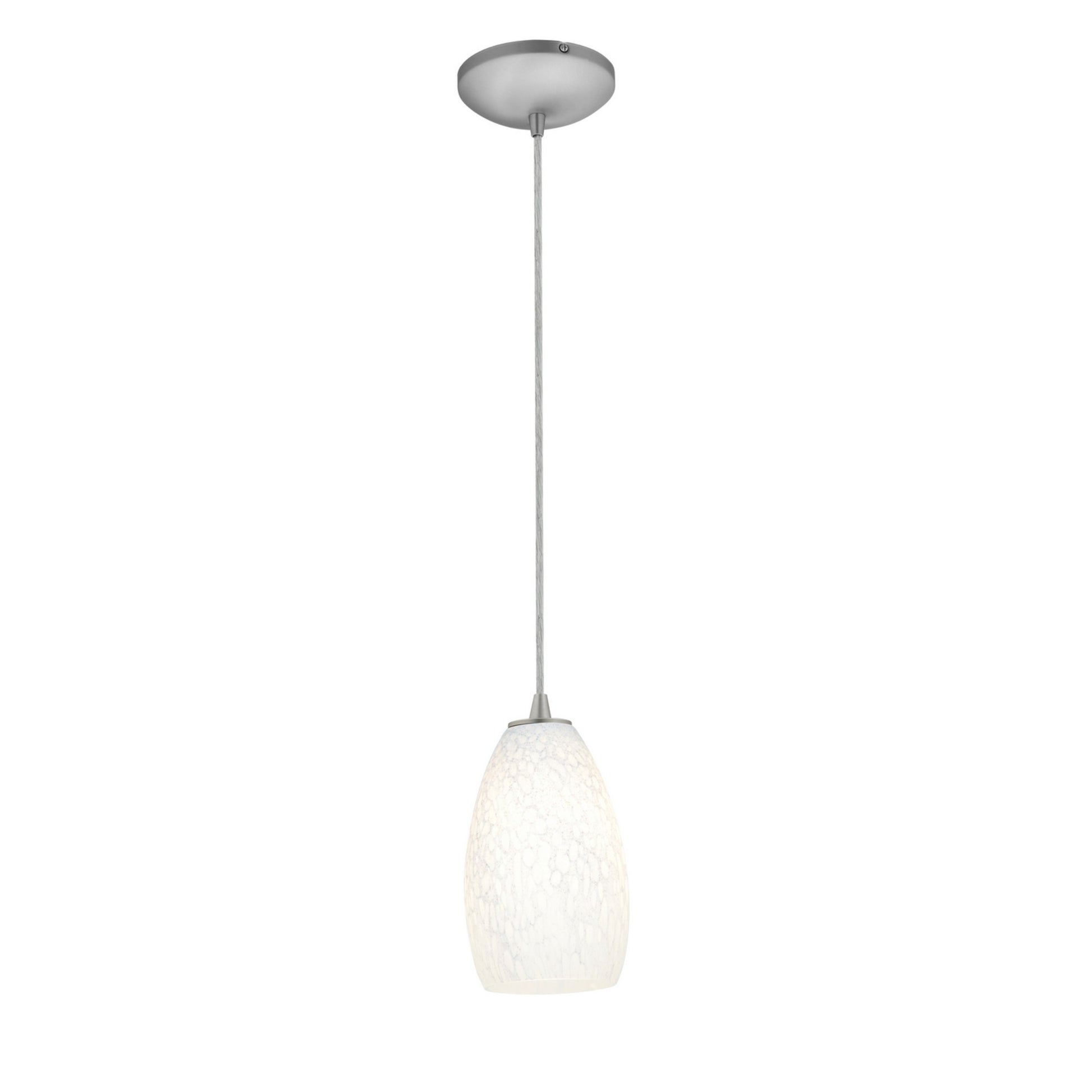 Champagne 9" LED Pendant, Brushed Steel Finish, White Stone Diffuser, Cord - Bees Lighting