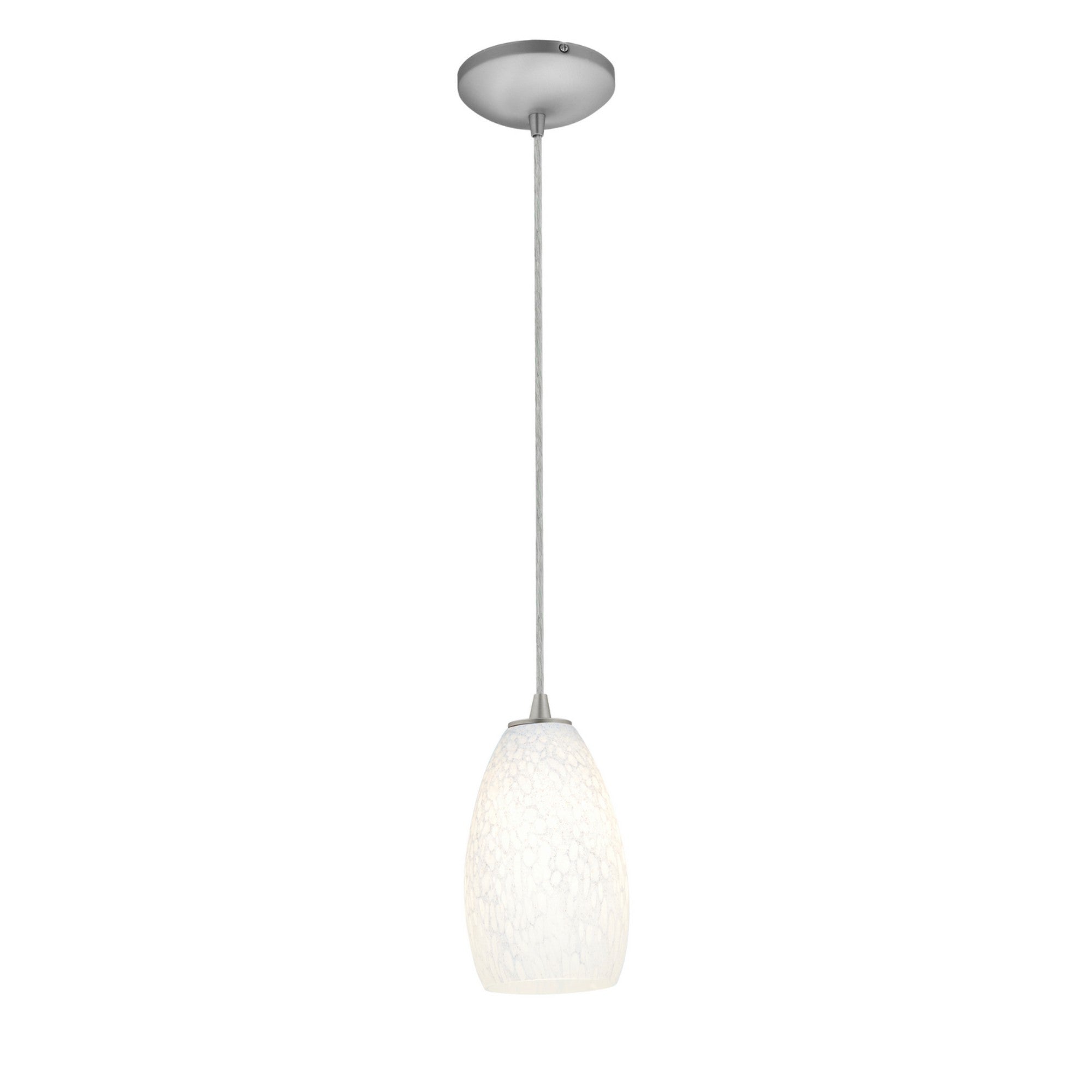 Champagne 9" LED Pendant, Brushed Steel Finish, White Stone Diffuser, Cord - Bees Lighting