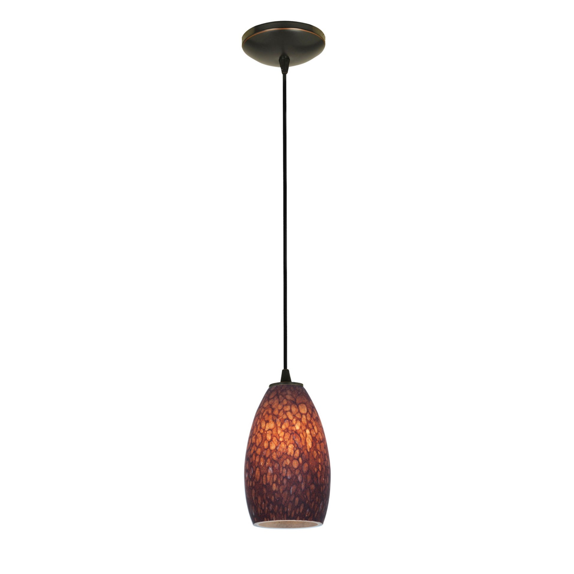 Champagne 9" LED Pendant, Oil Rubbed Bronze Finish, Brown Stone Diffuser, Cord - Bees Lighting