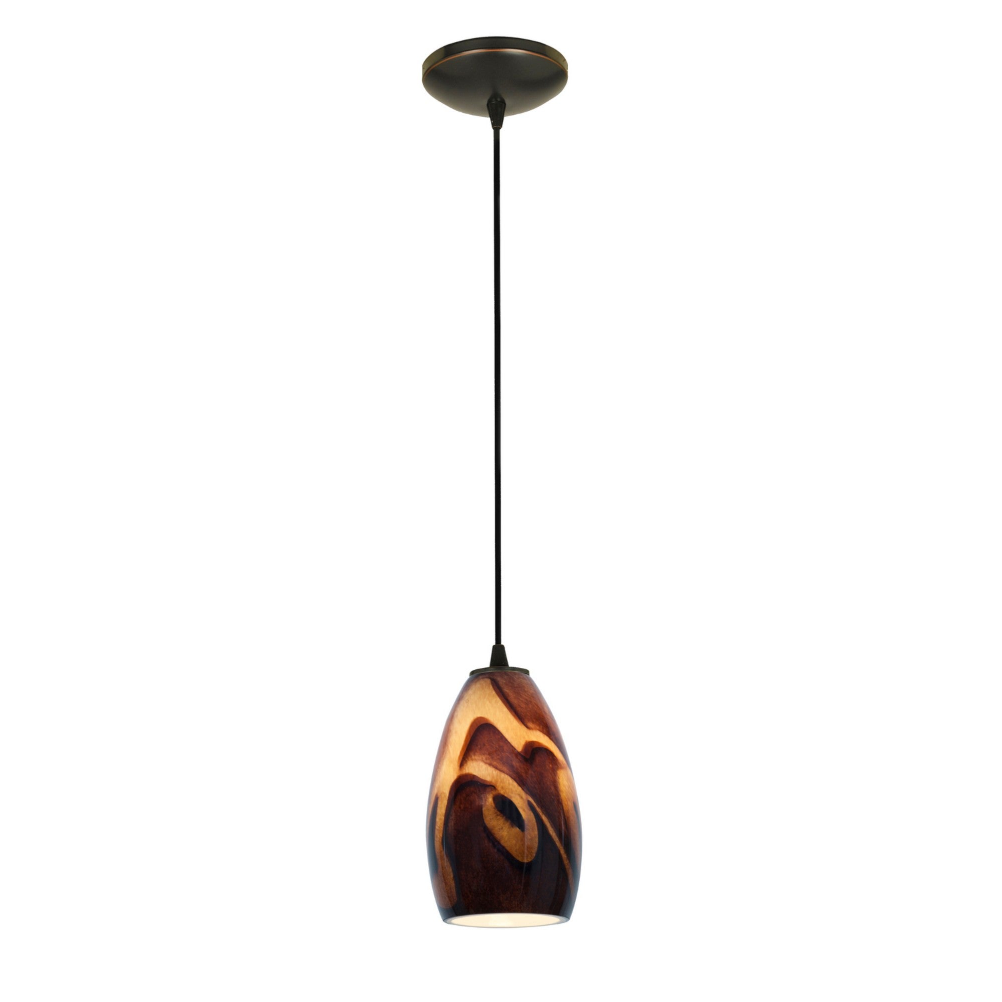 Champagne 9" LED Pendant, Oil Rubbed Bronze Finish, Inca Diffuser, Cord