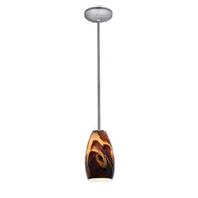 Champagne 9" LED Pendant, Brushed Steel Finish, Inca Diffuser, Rod - Bees Lighting