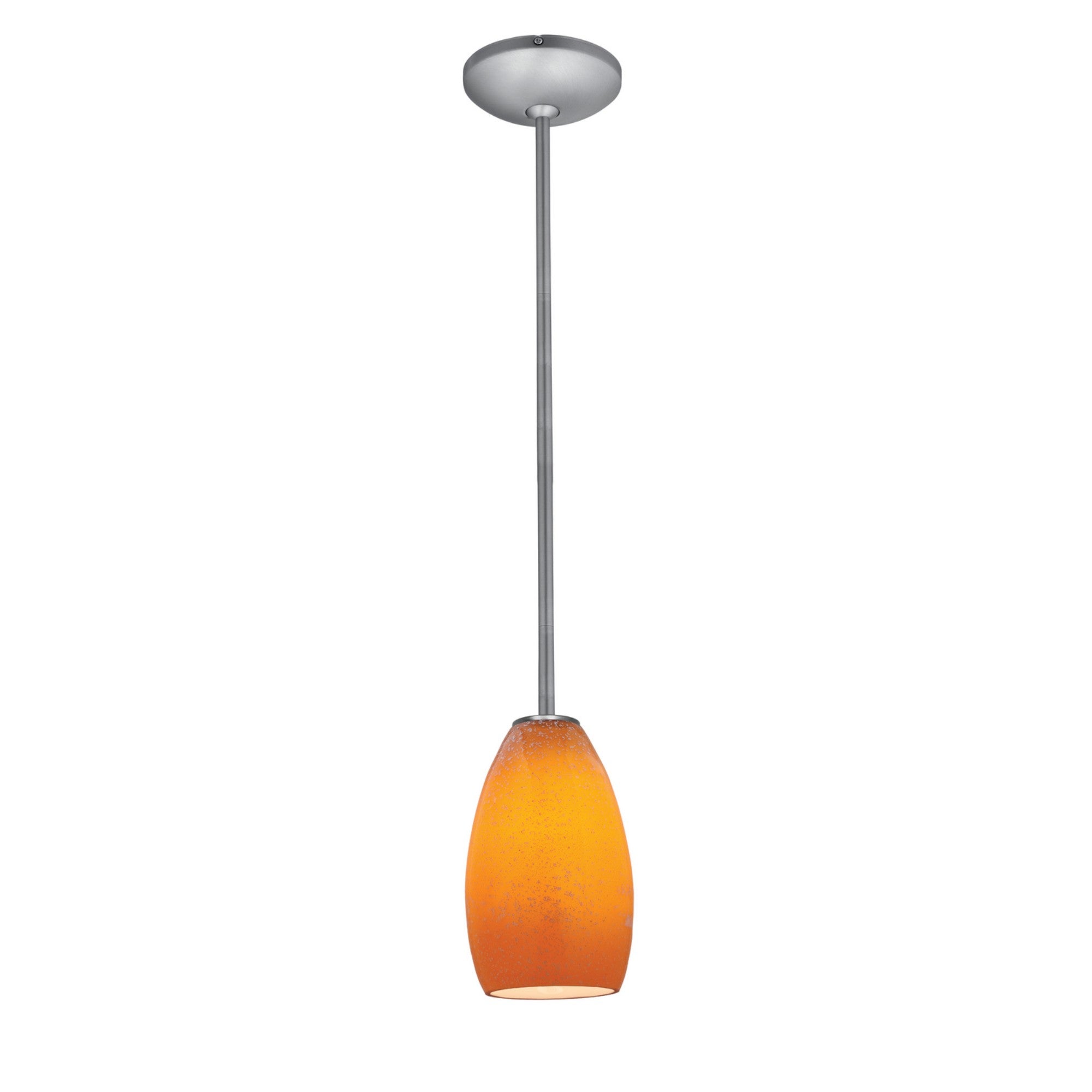 Champagne 9" LED Pendant, Brushed Steel Finish, Maya Diffuser, Rod - Bees Lighting