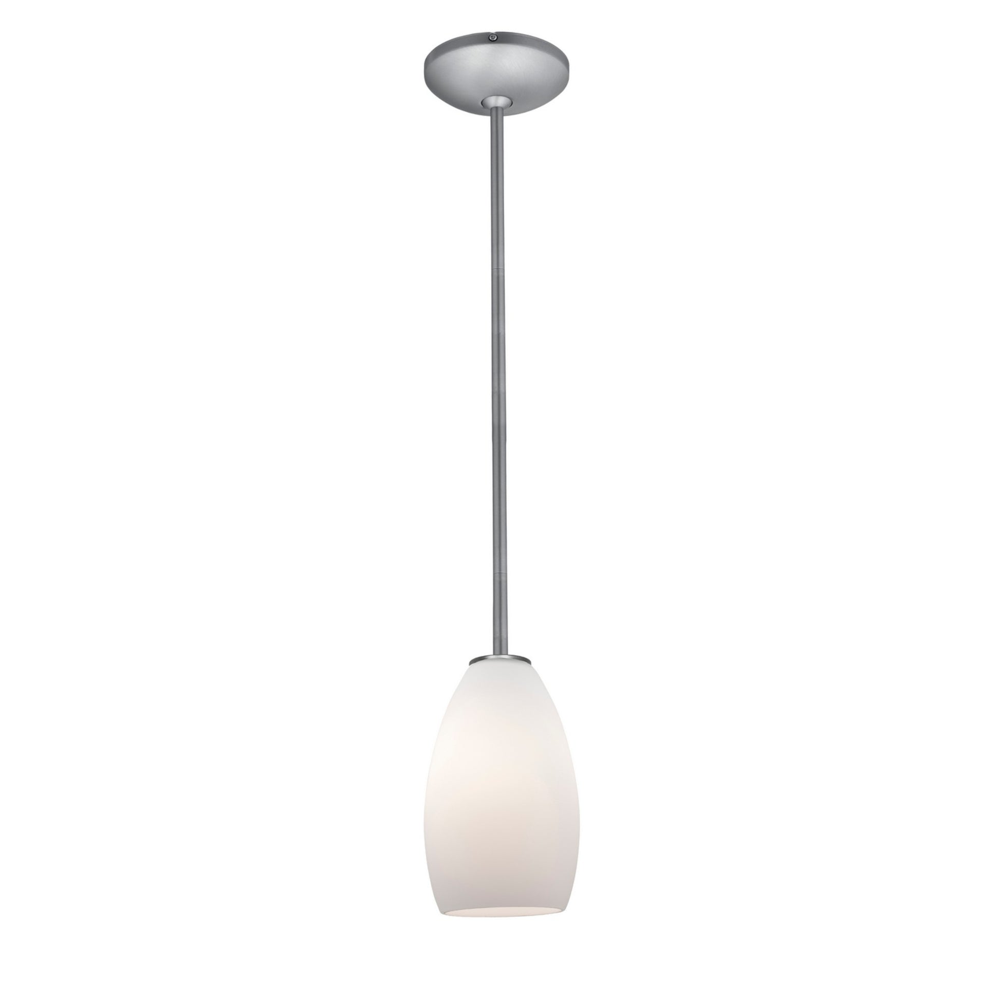 Champagne 9" LED Pendant, Brushed Steel Finish, Opal Diffuser, Rod - Bees Lighting