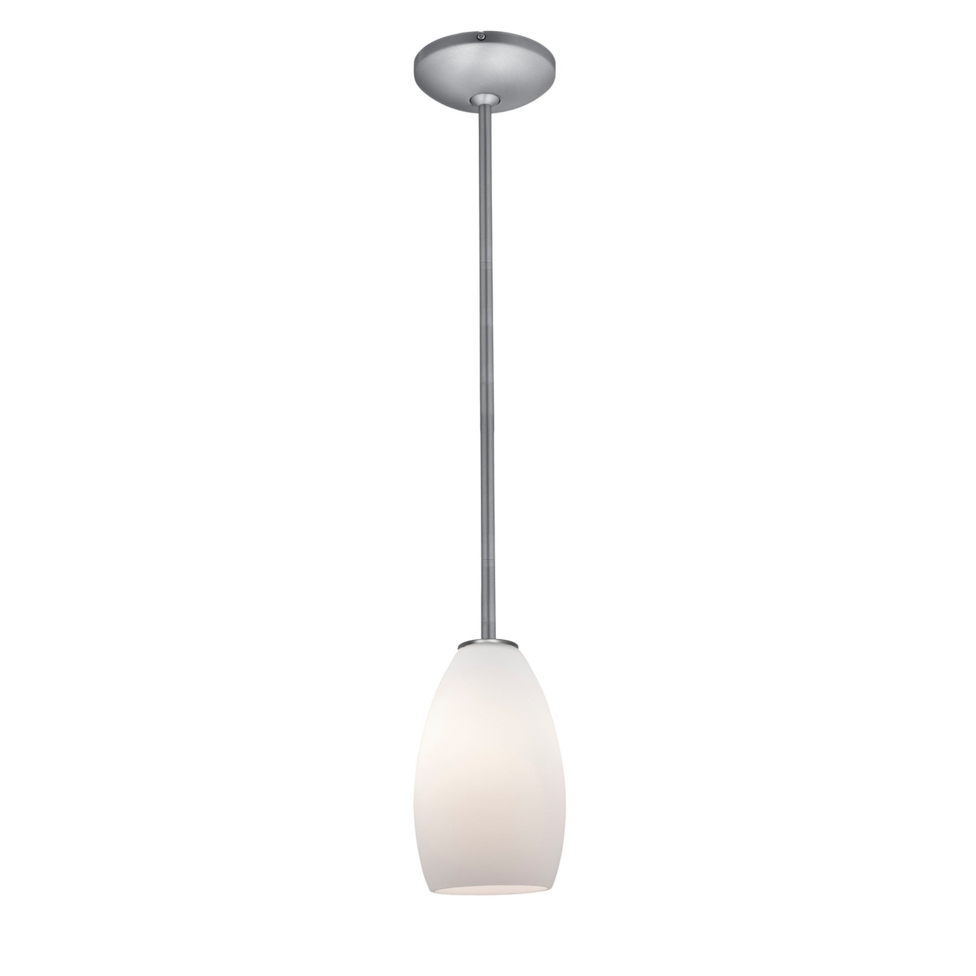 Champagne 9" LED Pendant, Brushed Steel Finish, Opal Diffuser, Rod