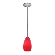 Champagne 9" LED Pendant, Brushed Steel Finish, Red Diffuser, Rod - Bees Lighting