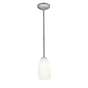 Champagne 9" LED Pendant, Brushed Steel Finish, White Stone Diffuser, Rod - Bees Lighting