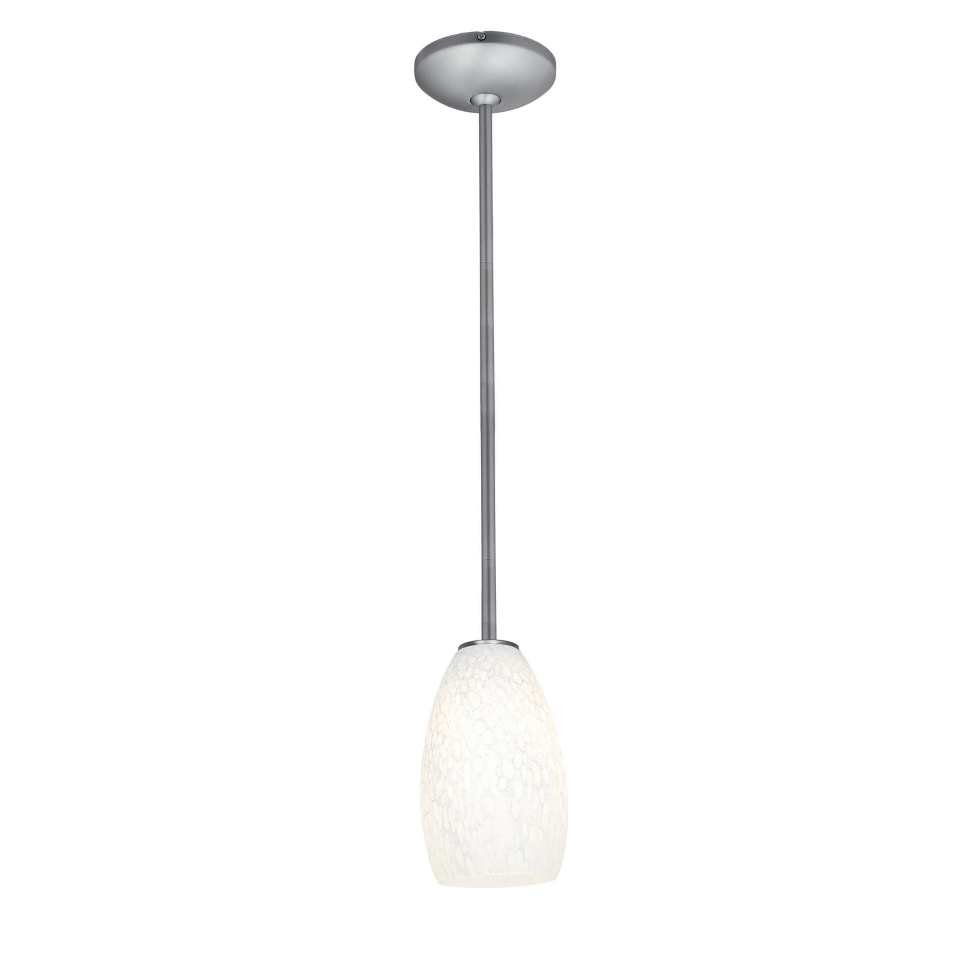 Champagne 9" LED Pendant, Brushed Steel Finish, White Stone Diffuser, Rod - Bees Lighting