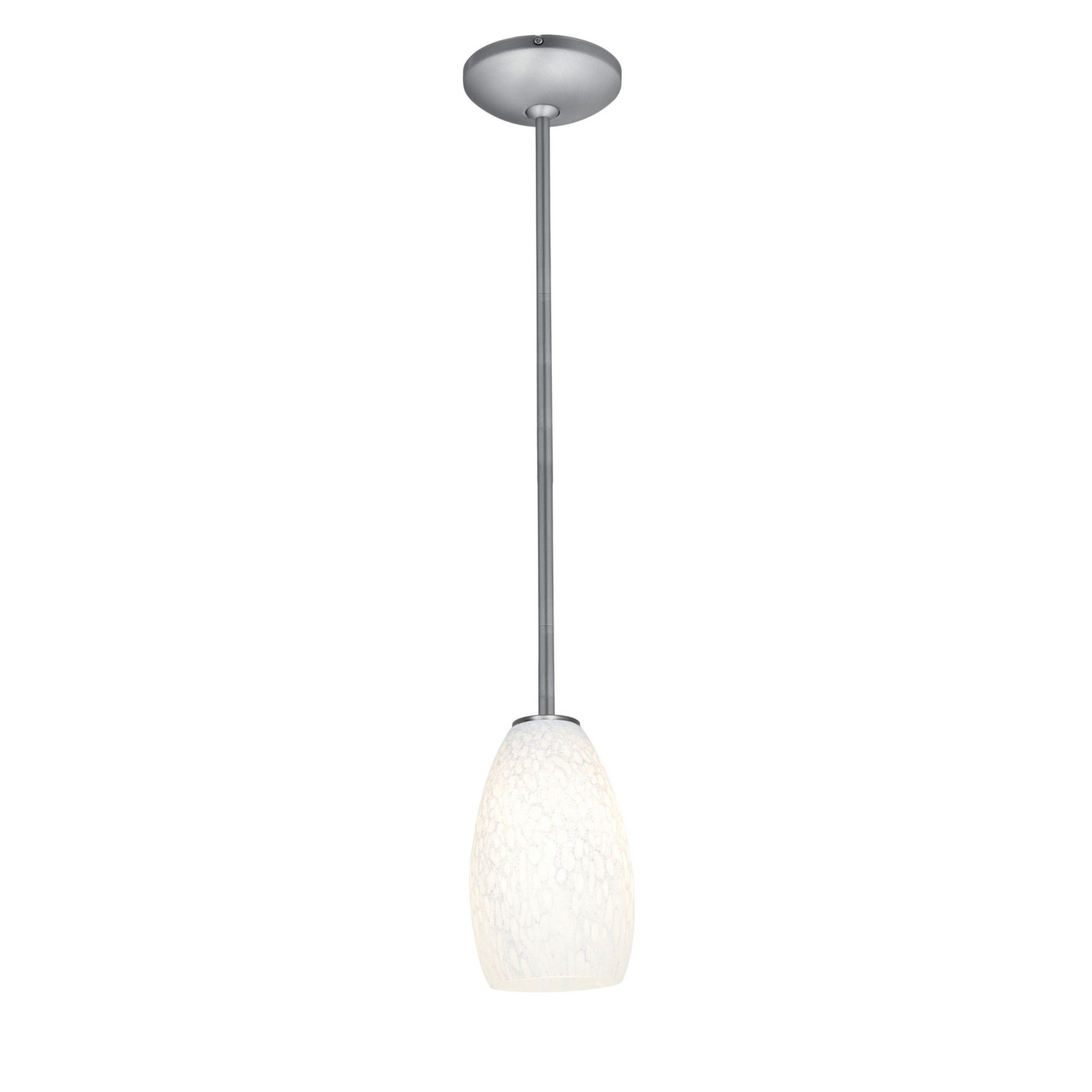 Champagne 9" LED Pendant, Brushed Steel Finish, White Stone Diffuser, Rod - Bees Lighting