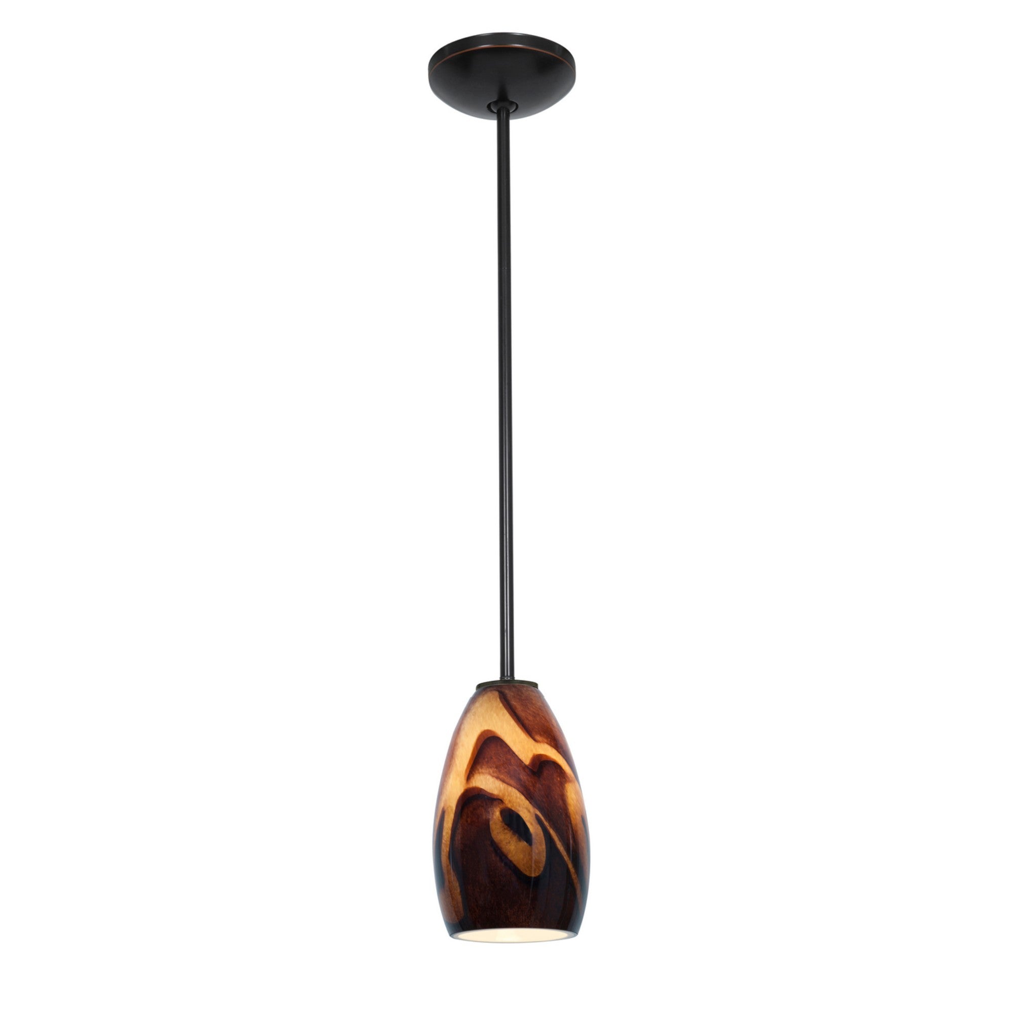 Champagne 9" LED Pendant, Oil Rubbed Bronze Finish, Inca Diffuser, Rod