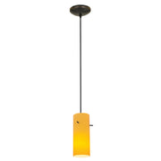 Cylinder 10" LED Pendant, Oil Rubbed Bronze Finish, Amber Diffuser, Cord - Bees Lighting