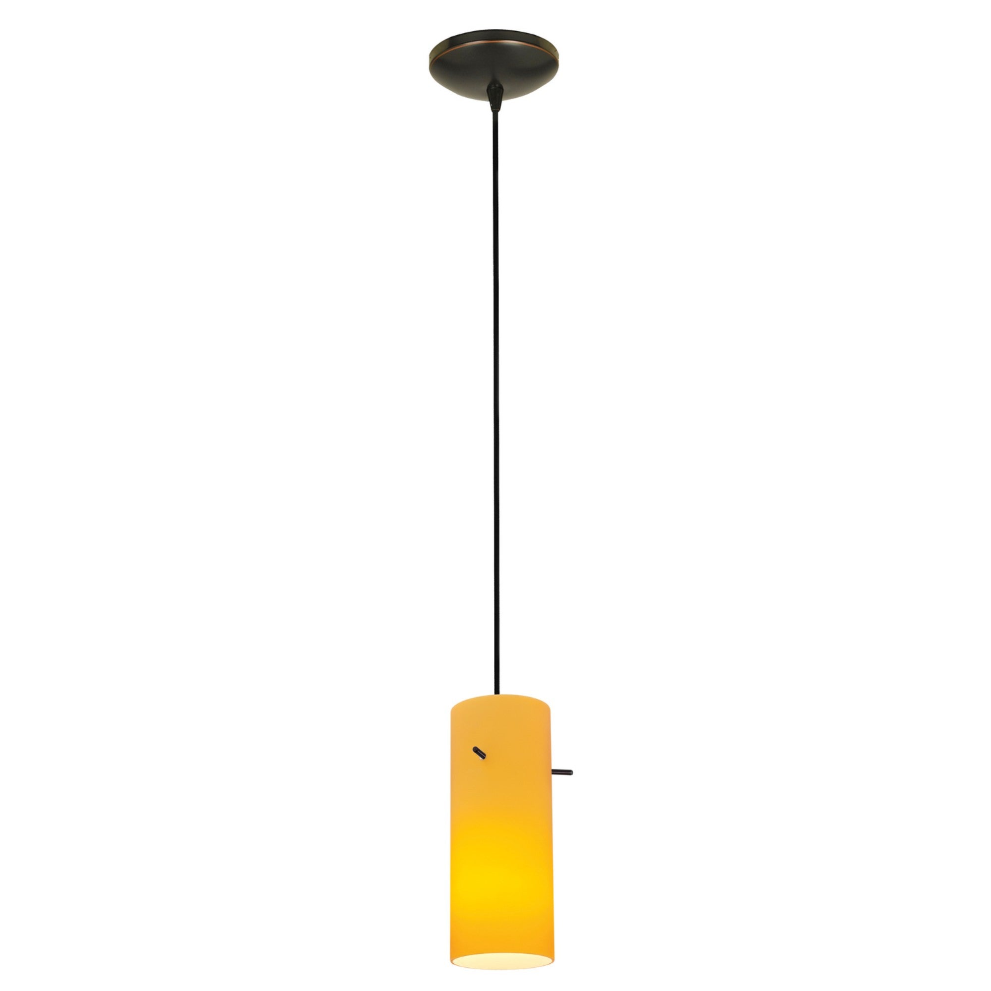 Cylinder 10" LED Pendant, Oil Rubbed Bronze Finish, Amber Diffuser, Cord