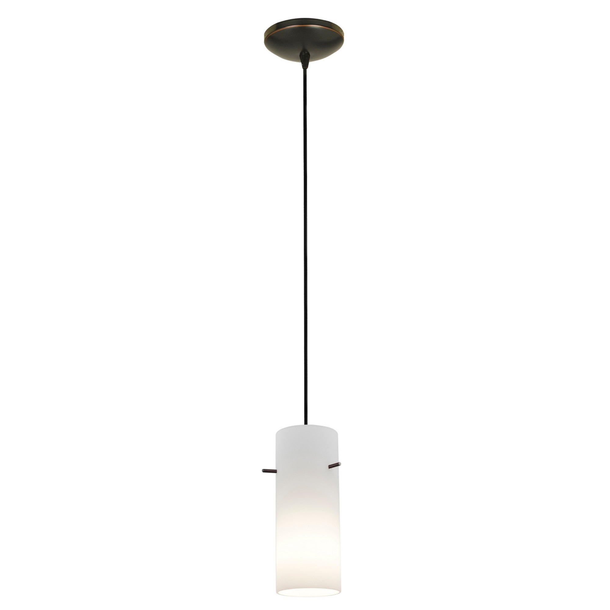 Cylinder 10" LED Pendant, Oil Rubbed Bronze Finish, Opal Diffuser, Cord