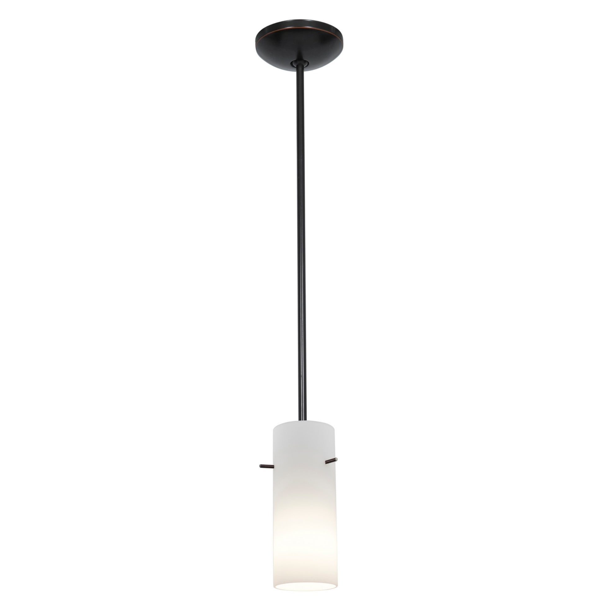 Cylinder 10" LED Pendant, Oil Rubbed Bronze Finish, Opal Diffuser, Rod - Bees Lighting