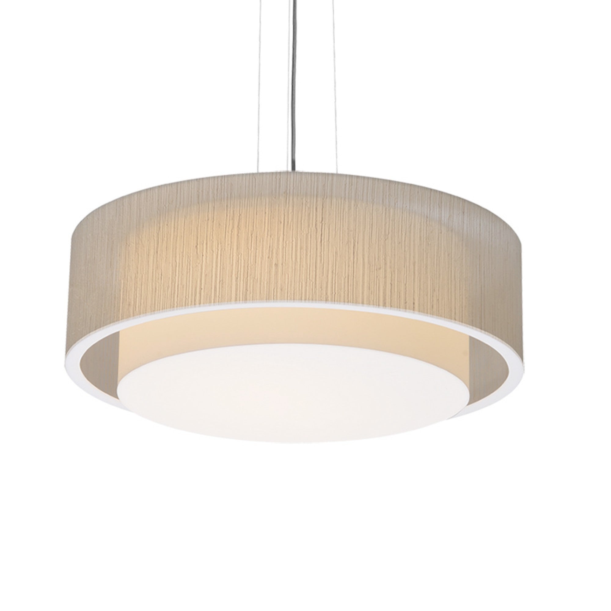 Sanibel 18" LED Pendant, Satin Nickel & Jute Shade - Bees Lighting