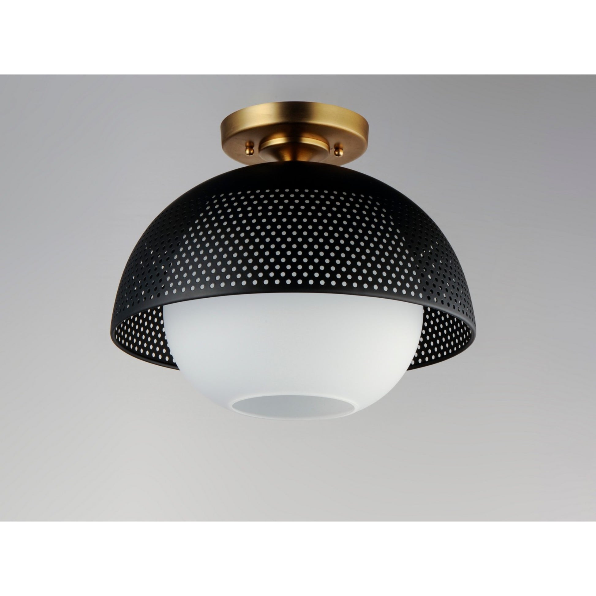 Perf 14" Flush Mount, Black & Satin Brass Finish - Bees Lighting