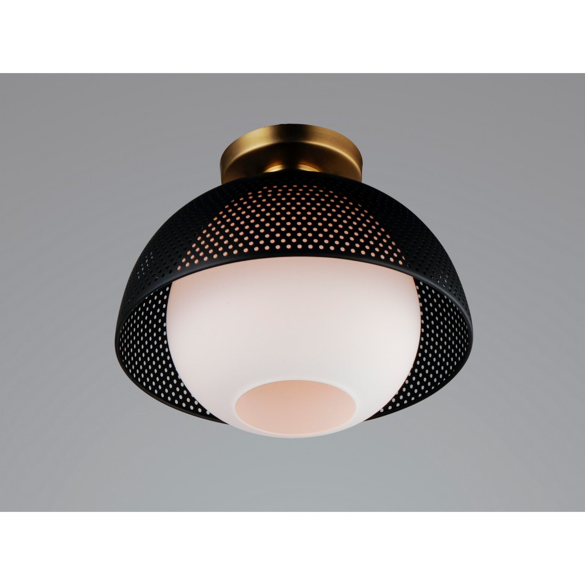 Perf 14" Flush Mount, Black & Satin Brass Finish - Bees Lighting