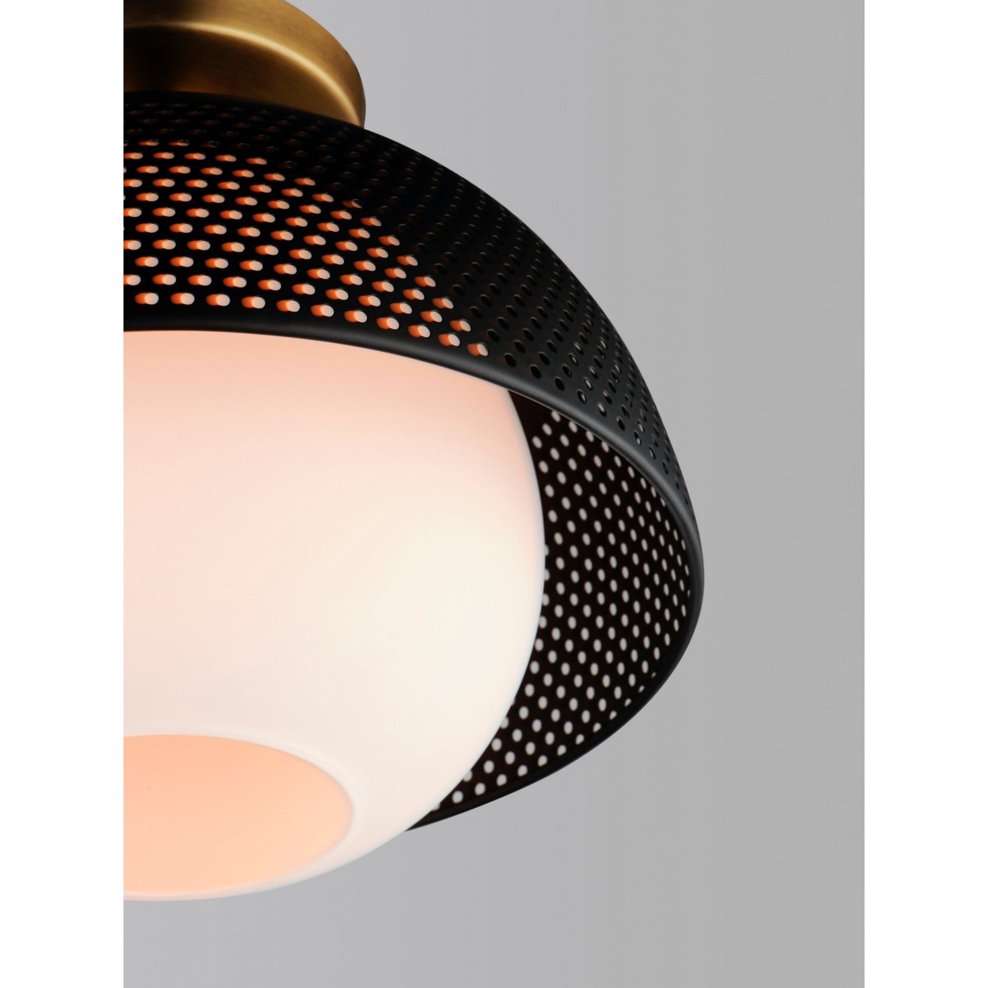 Perf 14" Flush Mount, Black & Satin Brass Finish - Bees Lighting