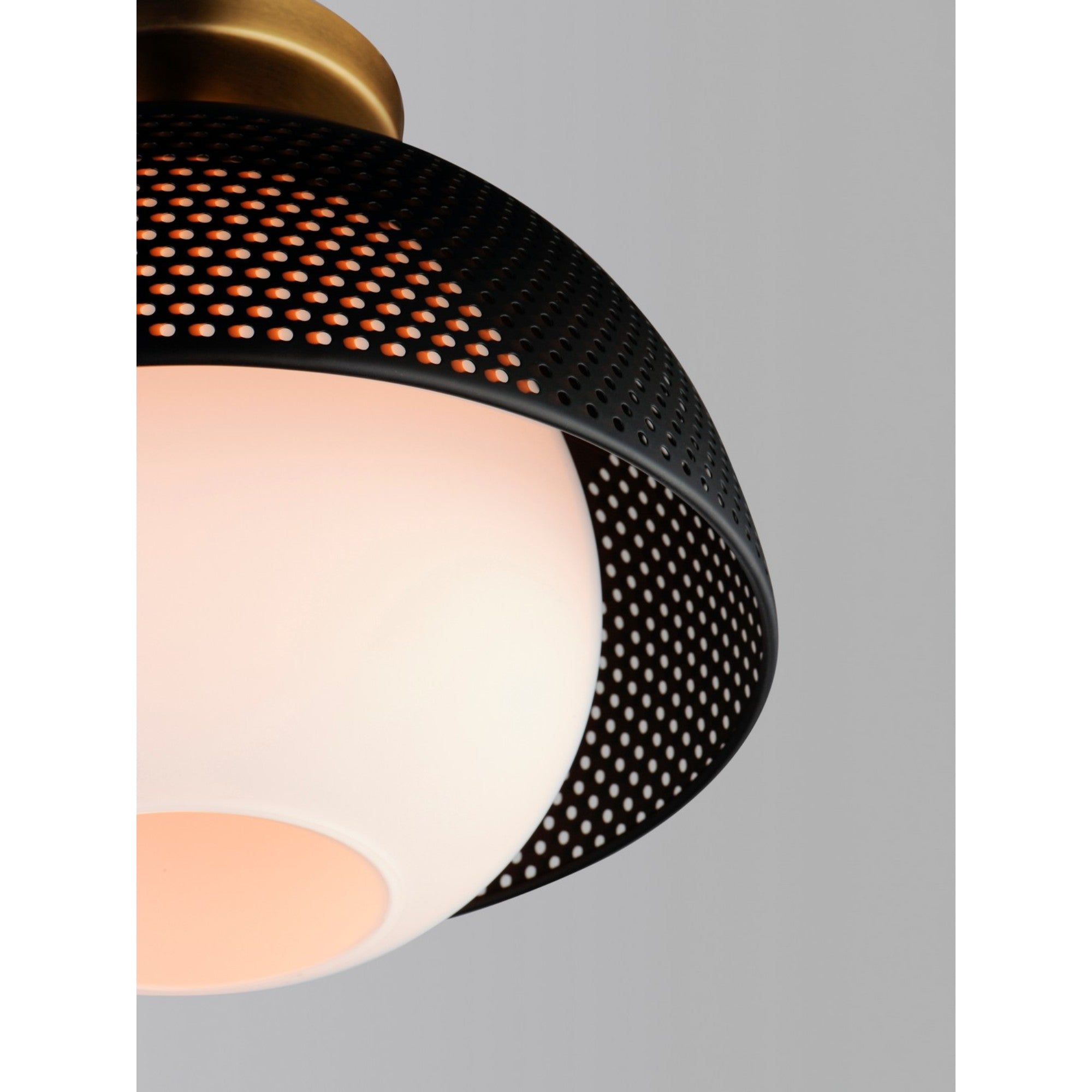 Perf 14" Flush Mount, Black & Satin Brass Finish - Bees Lighting