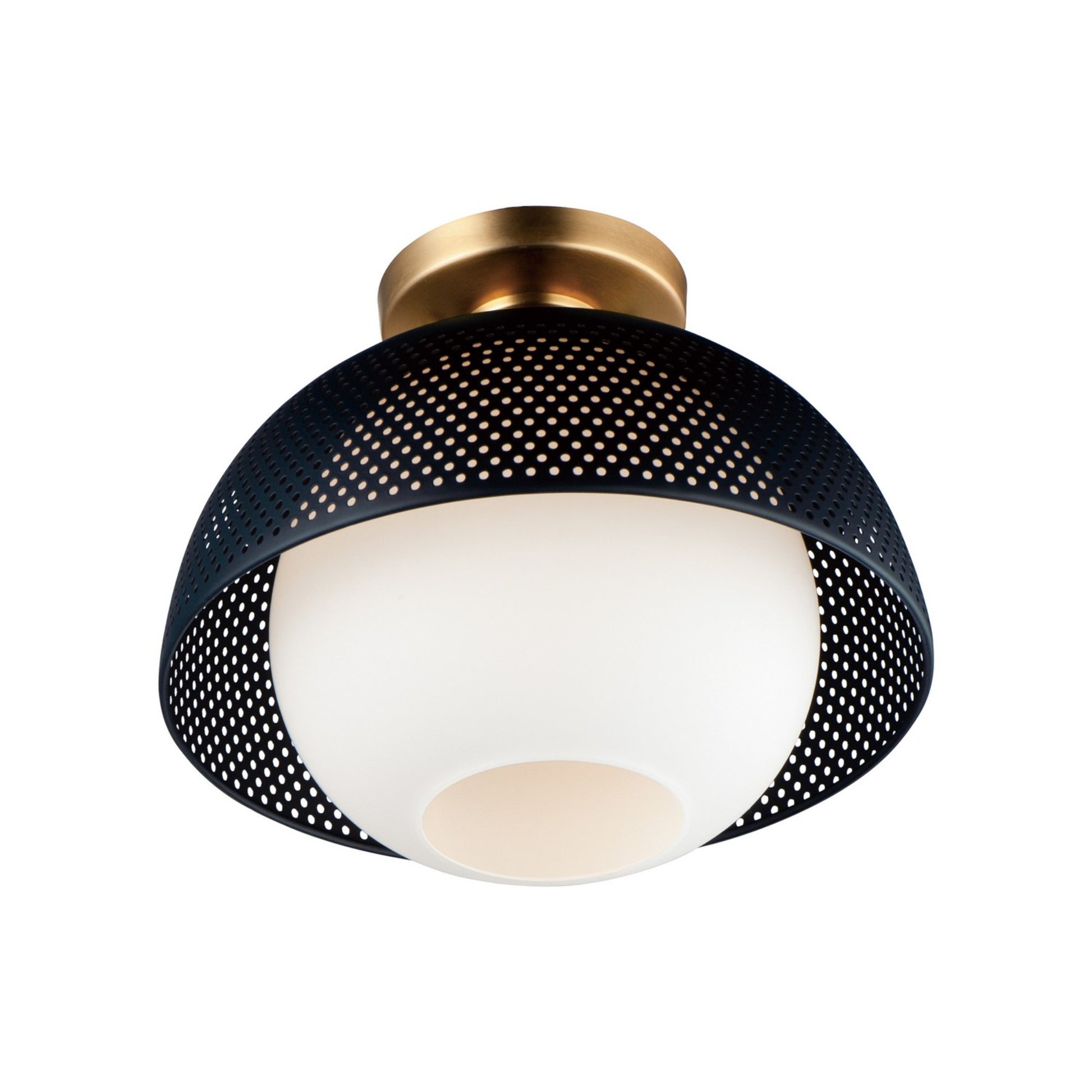 Perf 14" Flush Mount, Black & Satin Brass Finish - Bees Lighting