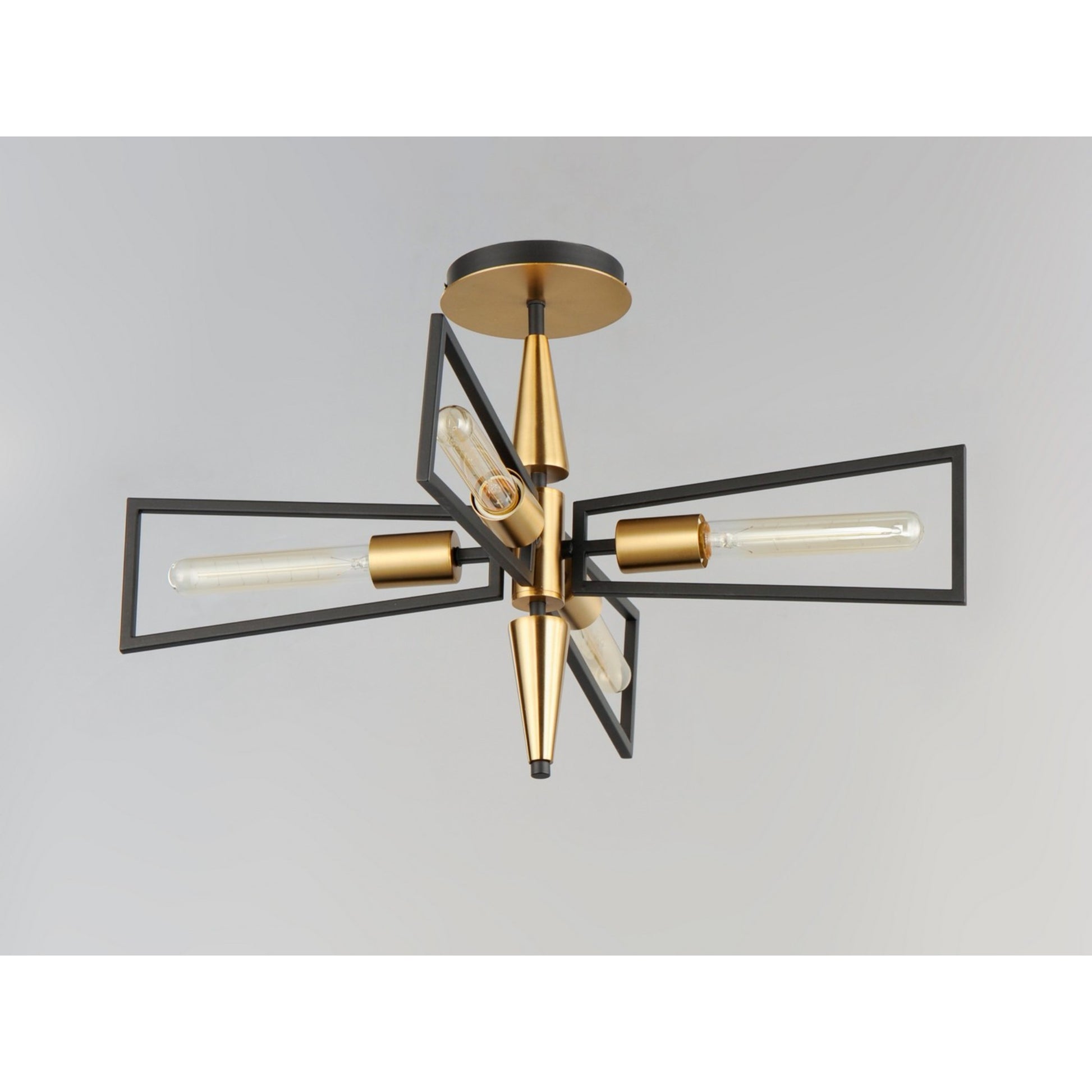 Wings 25" 4-Light Flush Mount, Black & Satin Brass Finish - Bees Lighting