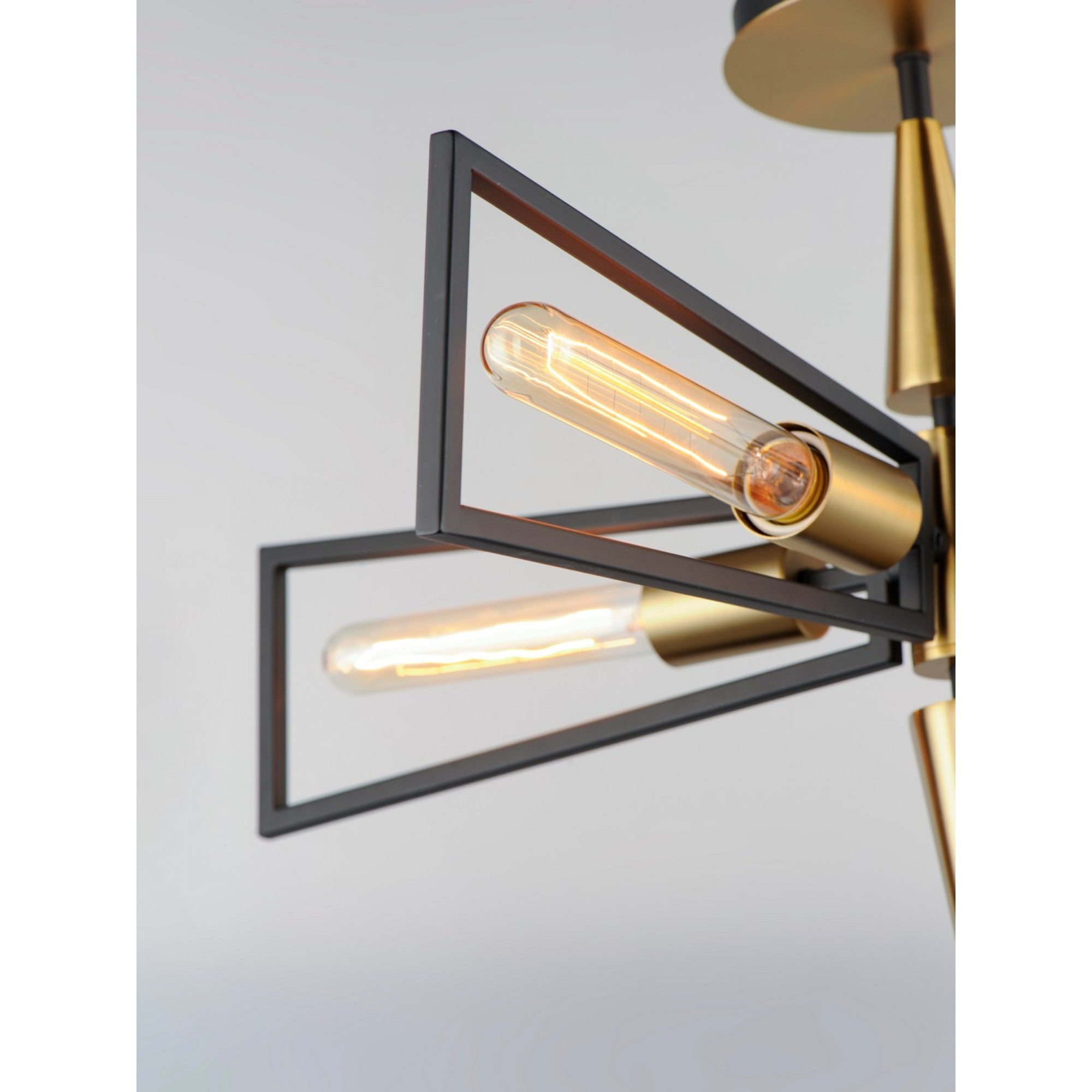 Wings 25" 4-Light Flush Mount, Black & Satin Brass Finish - Bees Lighting